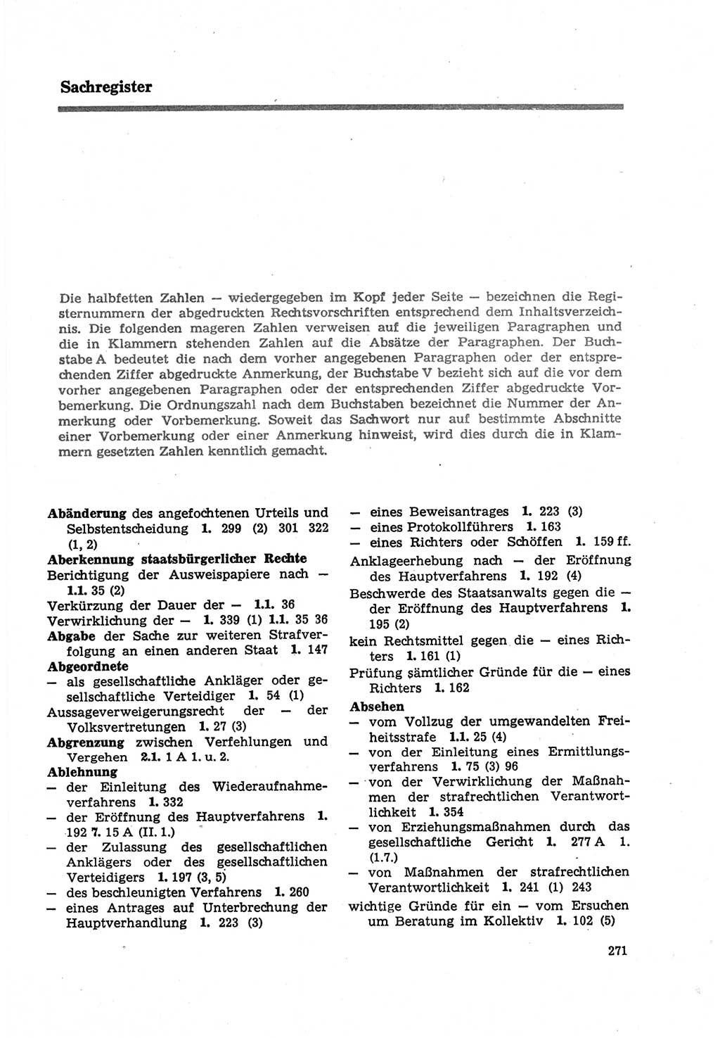 Strafprozeßordnung (StPO) der Deutschen Demokratischen Republik (DDR) sowie angrenzende Gesetze und Bestimmungen 1979, Seite 271 (StPO DDR Ges. Best. 1979, S. 271)