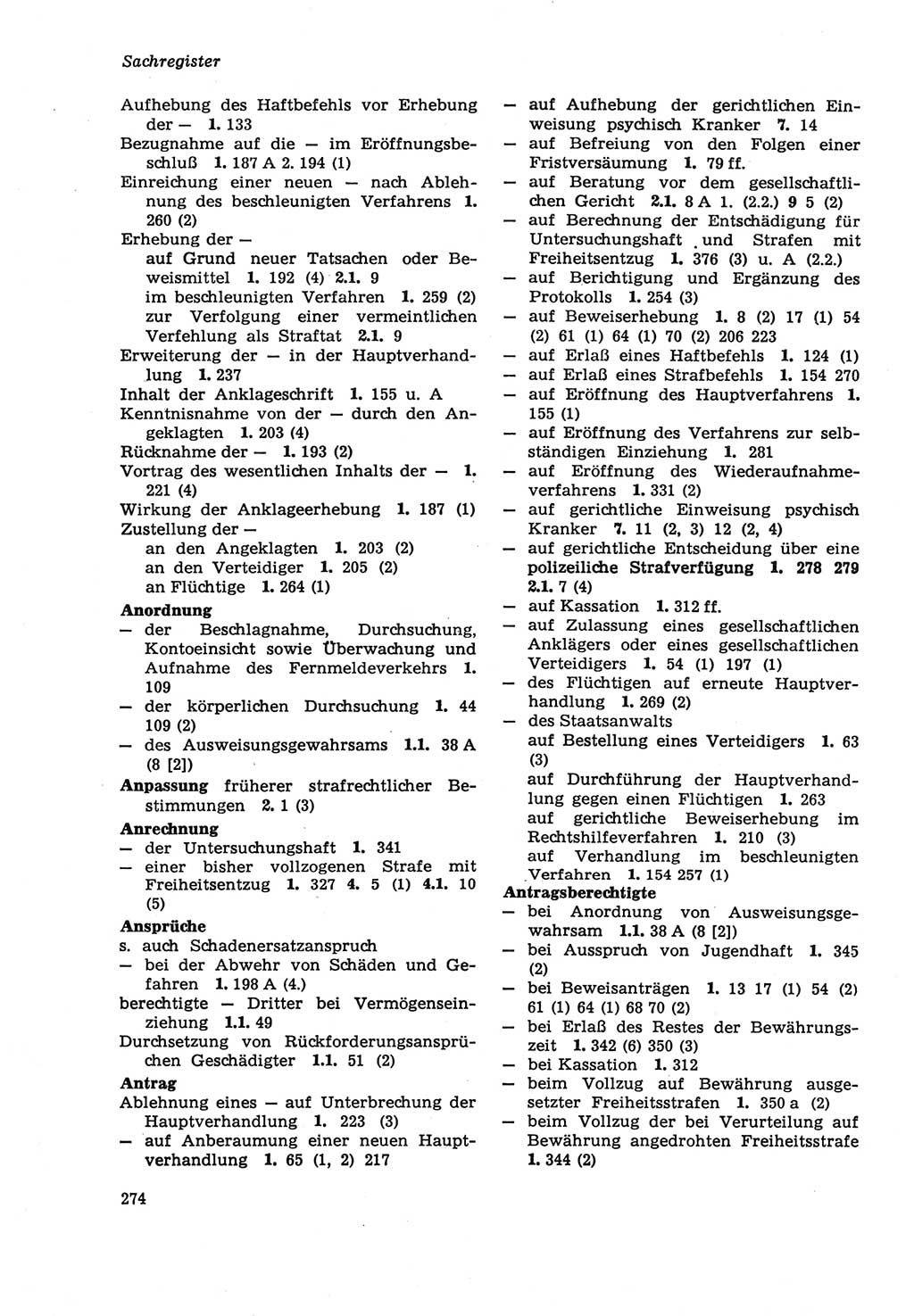 Strafprozeßordnung (StPO) der Deutschen Demokratischen Republik (DDR) sowie angrenzende Gesetze und Bestimmungen 1979, Seite 274 (StPO DDR Ges. Best. 1979, S. 274)