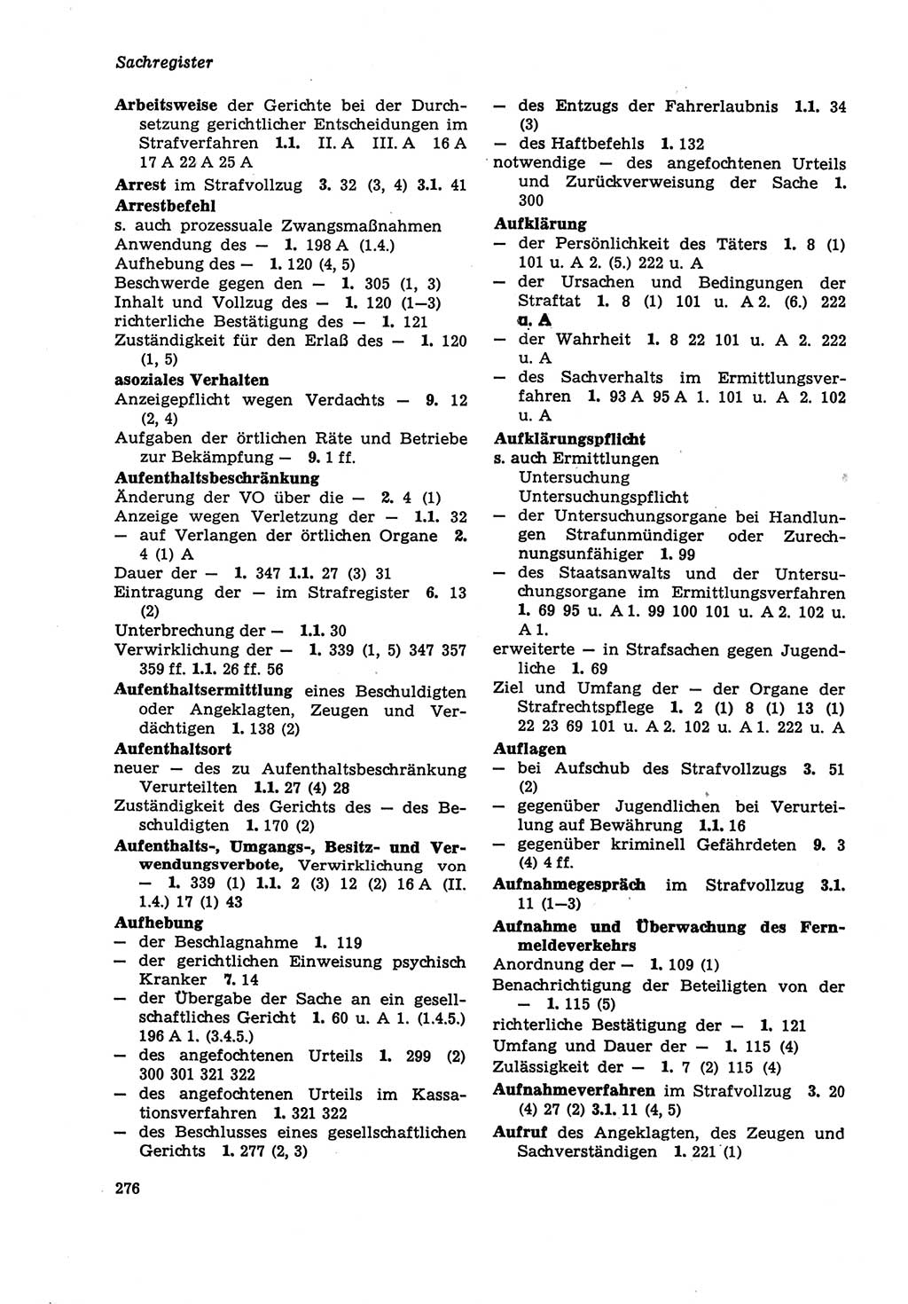 Strafprozeßordnung (StPO) der Deutschen Demokratischen Republik (DDR) sowie angrenzende Gesetze und Bestimmungen 1979, Seite 276 (StPO DDR Ges. Best. 1979, S. 276)