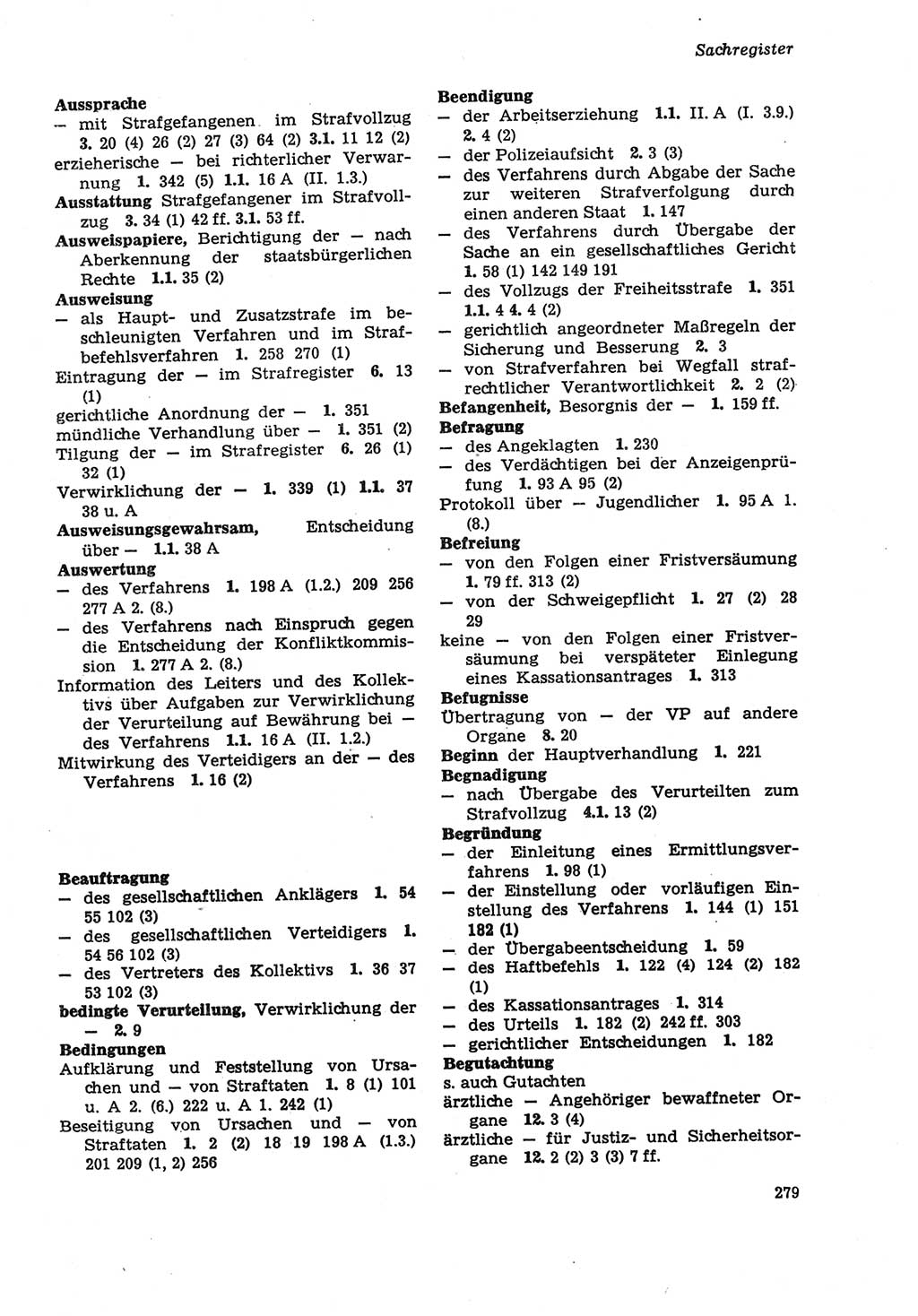 Strafprozeßordnung (StPO) der Deutschen Demokratischen Republik (DDR) sowie angrenzende Gesetze und Bestimmungen 1979, Seite 279 (StPO DDR Ges. Best. 1979, S. 279)