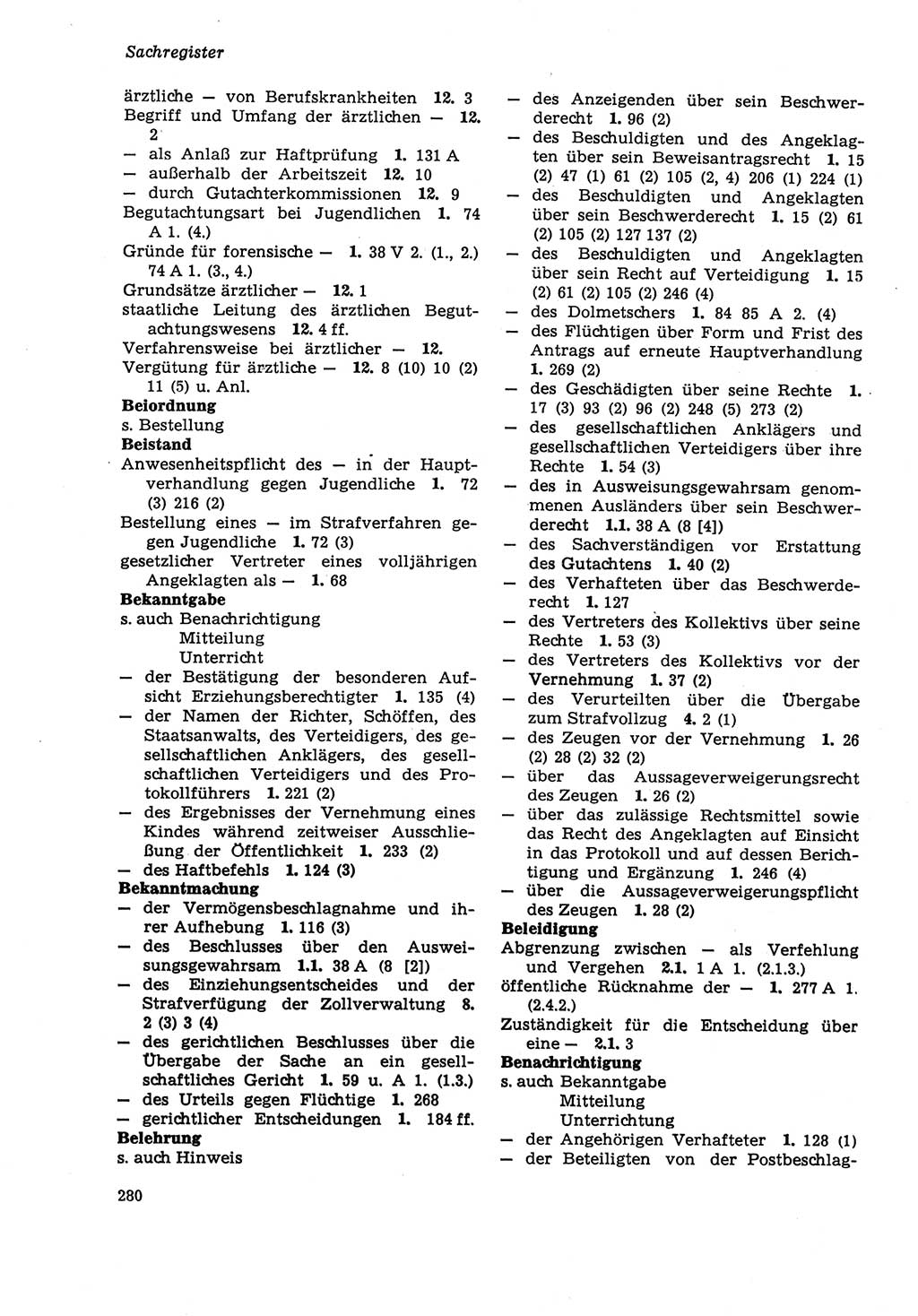 Strafprozeßordnung (StPO) der Deutschen Demokratischen Republik (DDR) sowie angrenzende Gesetze und Bestimmungen 1979, Seite 280 (StPO DDR Ges. Best. 1979, S. 280)