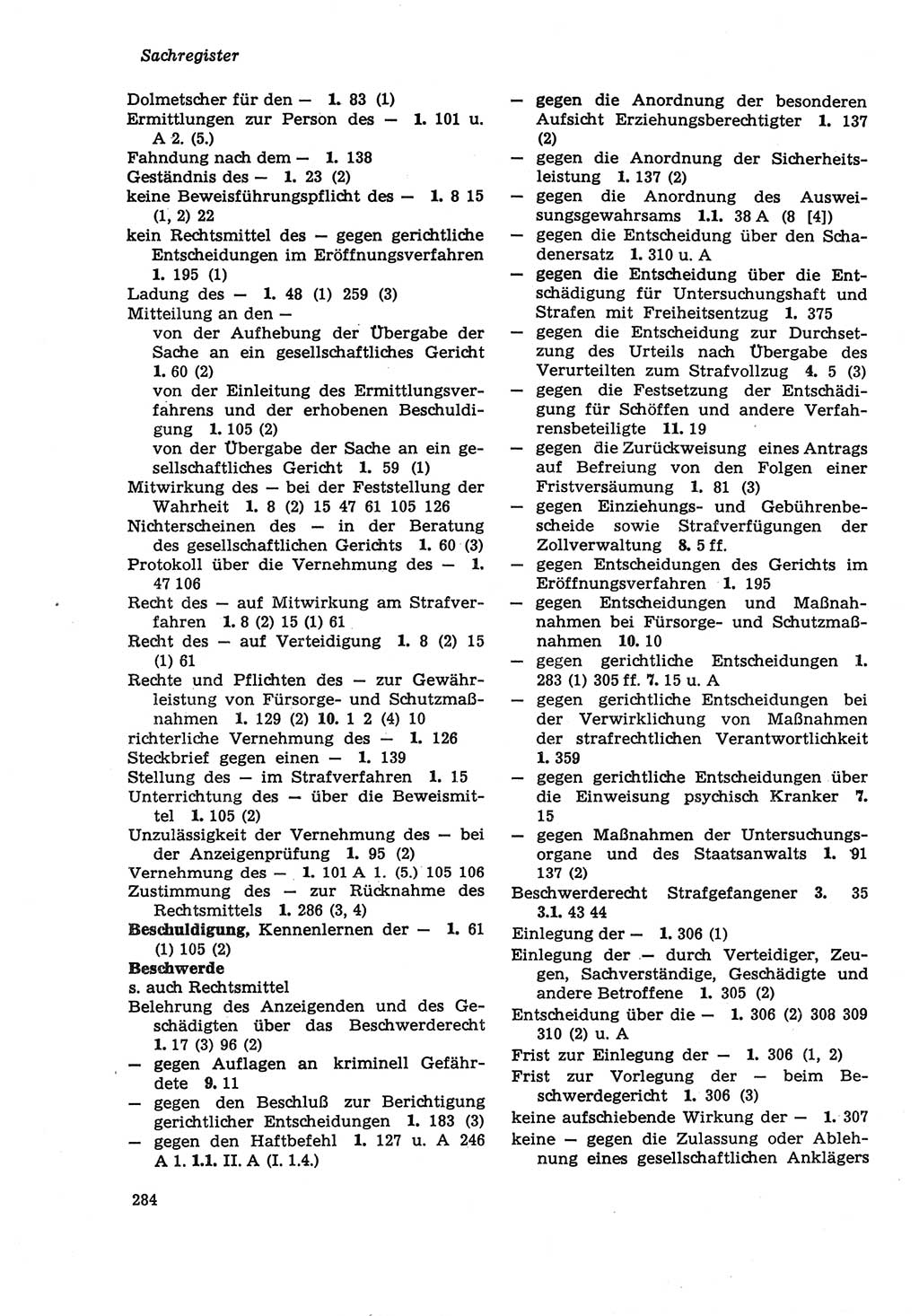 Strafprozeßordnung (StPO) der Deutschen Demokratischen Republik (DDR) sowie angrenzende Gesetze und Bestimmungen 1979, Seite 284 (StPO DDR Ges. Best. 1979, S. 284)