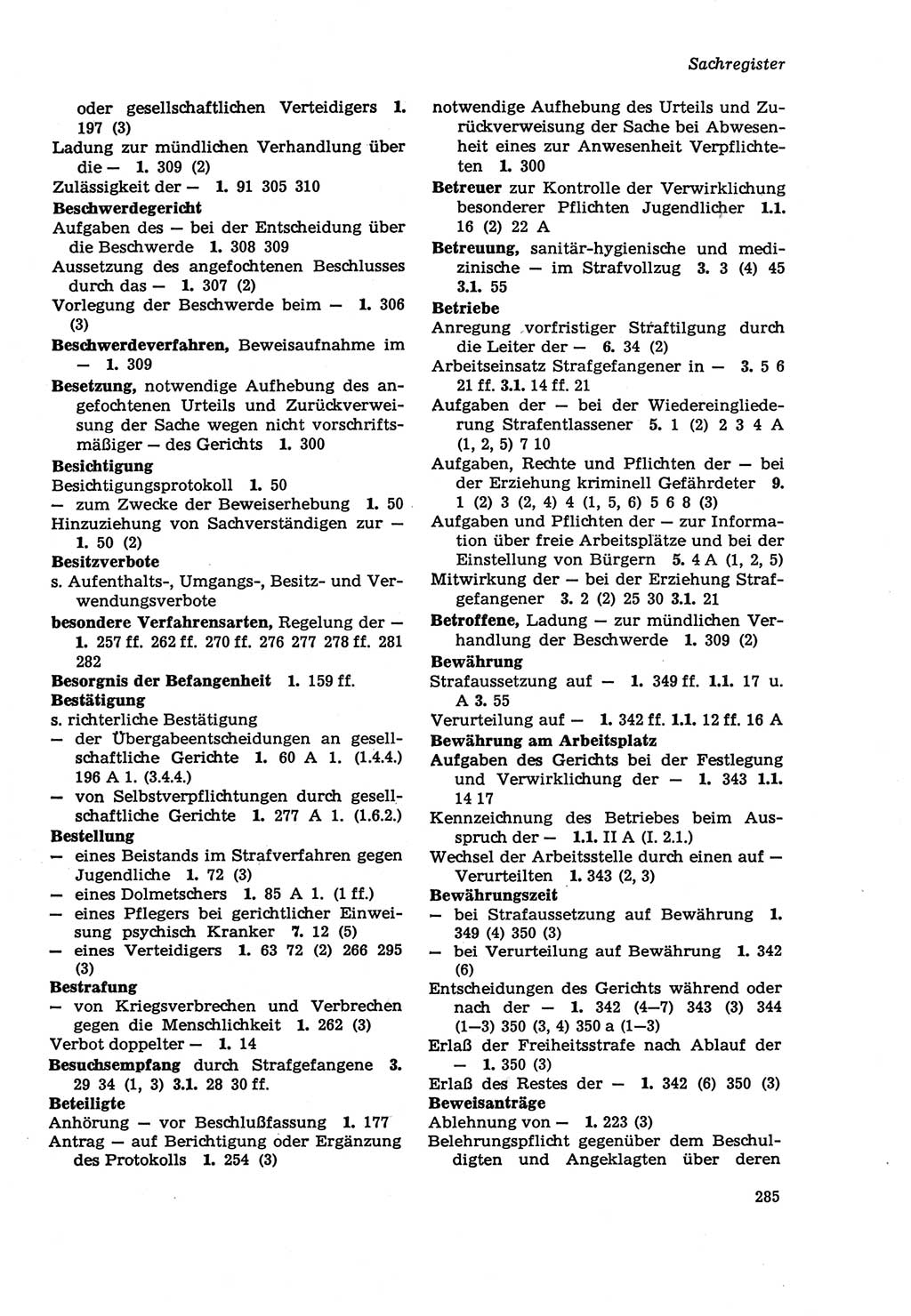 Strafprozeßordnung (StPO) der Deutschen Demokratischen Republik (DDR) sowie angrenzende Gesetze und Bestimmungen 1979, Seite 285 (StPO DDR Ges. Best. 1979, S. 285)