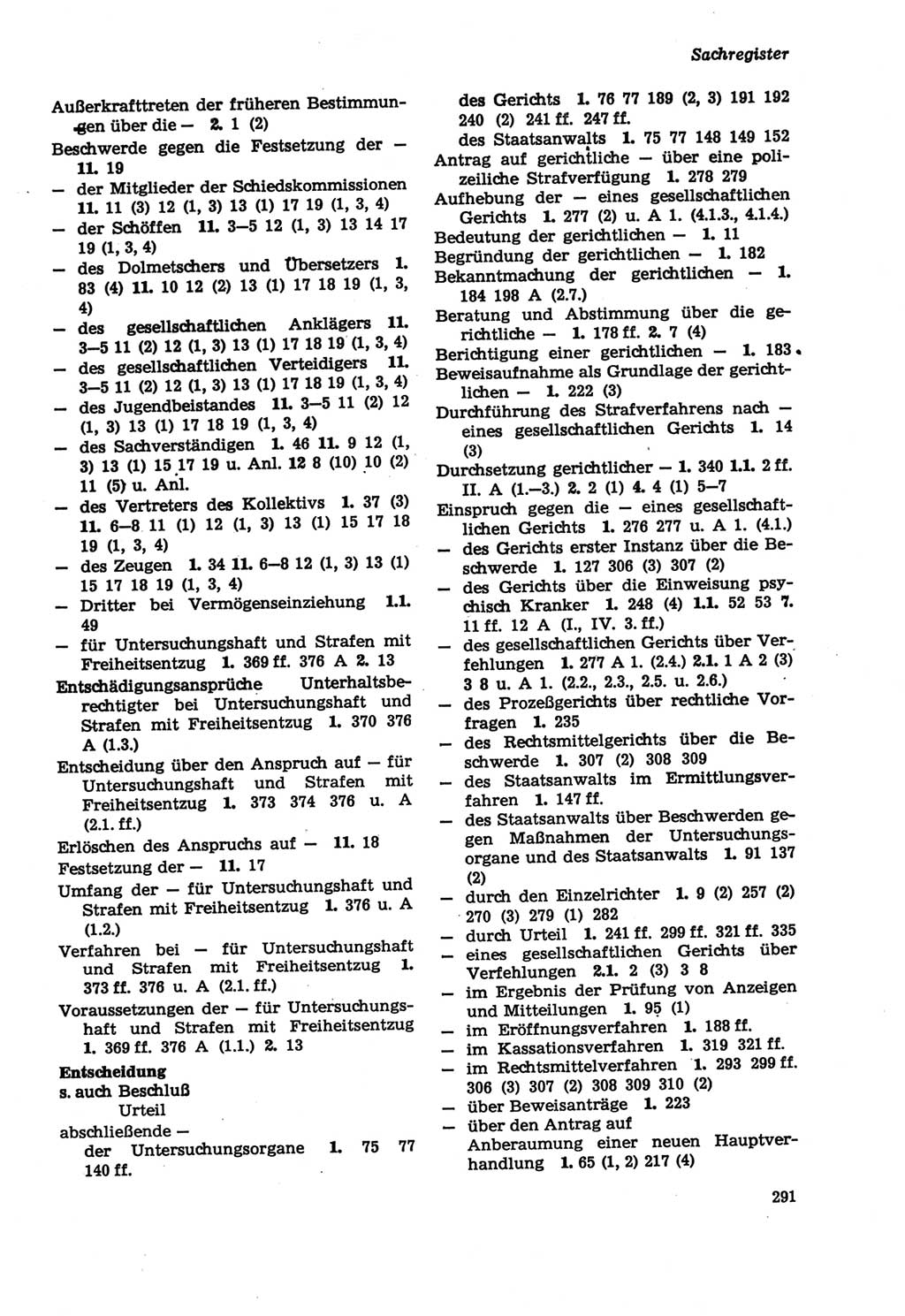 Strafprozeßordnung (StPO) der Deutschen Demokratischen Republik (DDR) sowie angrenzende Gesetze und Bestimmungen 1979, Seite 291 (StPO DDR Ges. Best. 1979, S. 291)
