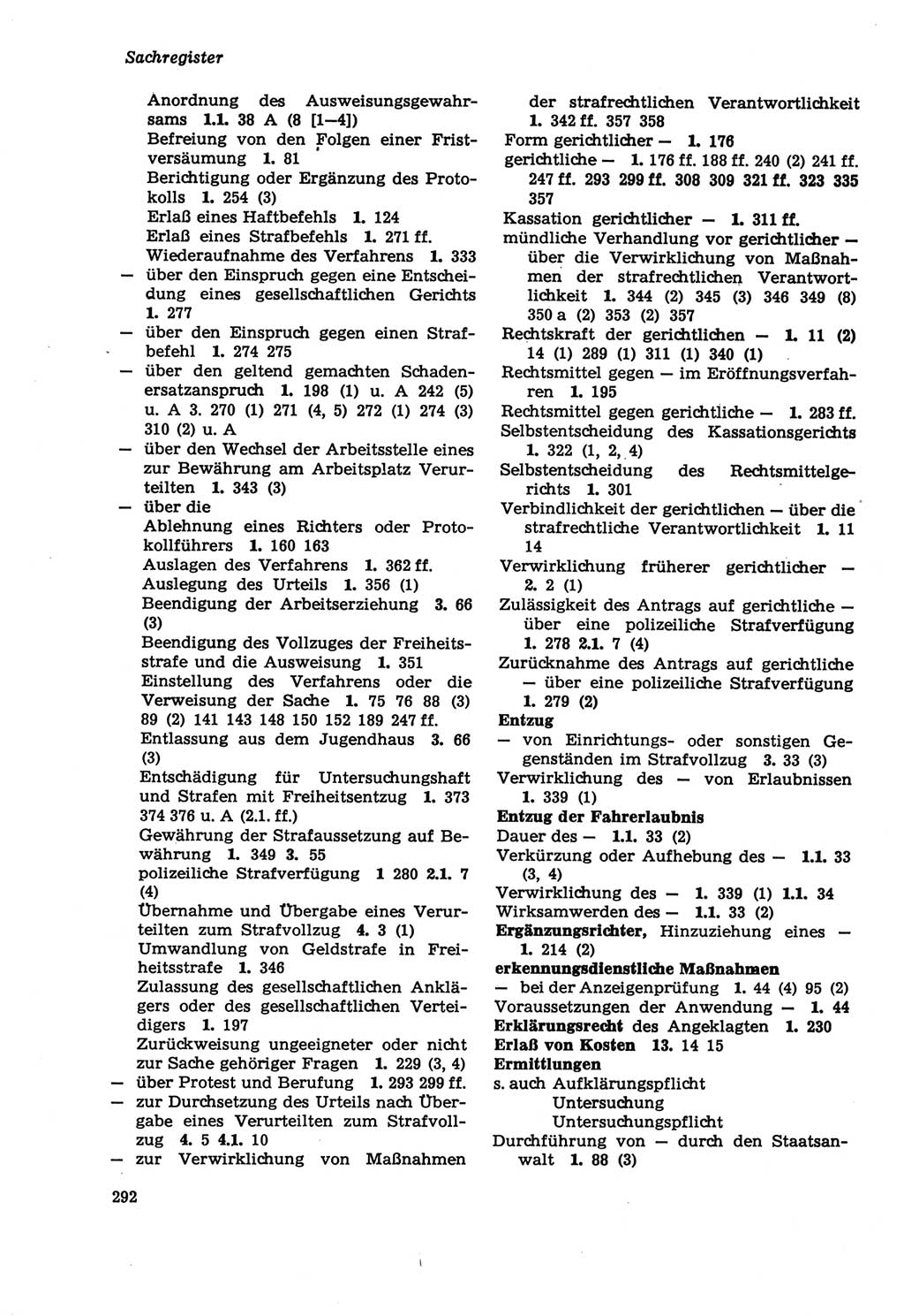 Strafprozeßordnung (StPO) der Deutschen Demokratischen Republik (DDR) sowie angrenzende Gesetze und Bestimmungen 1979, Seite 292 (StPO DDR Ges. Best. 1979, S. 292)