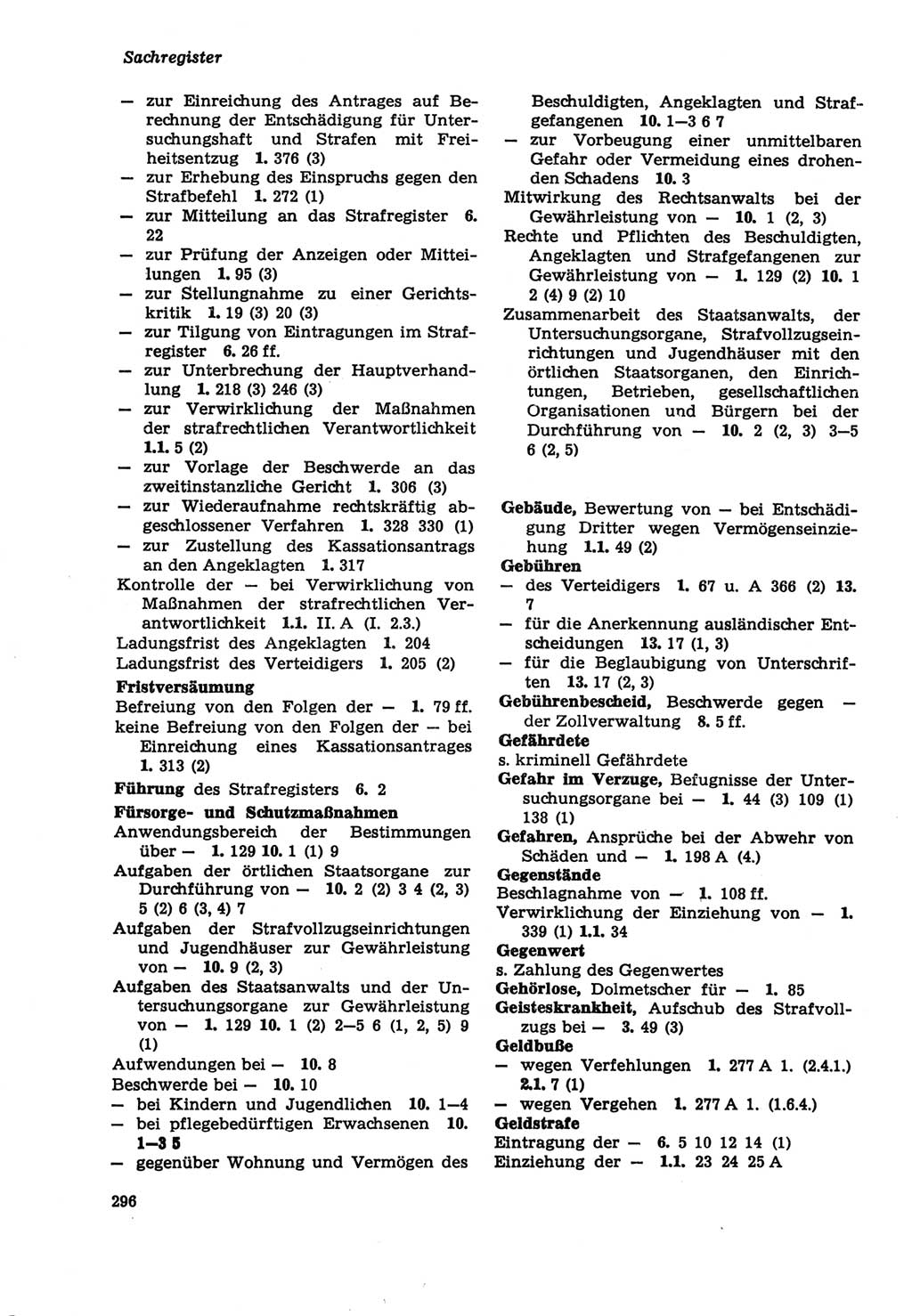 Strafprozeßordnung (StPO) der Deutschen Demokratischen Republik (DDR) sowie angrenzende Gesetze und Bestimmungen 1979, Seite 296 (StPO DDR Ges. Best. 1979, S. 296)