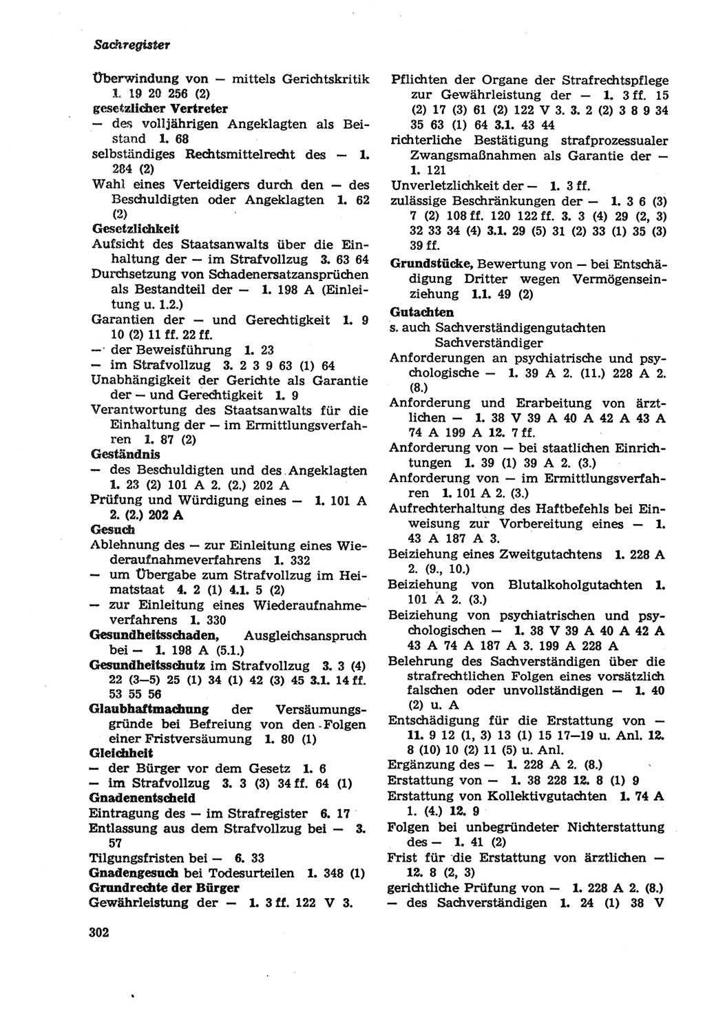 Strafprozeßordnung (StPO) der Deutschen Demokratischen Republik (DDR) sowie angrenzende Gesetze und Bestimmungen 1979, Seite 302 (StPO DDR Ges. Best. 1979, S. 302)