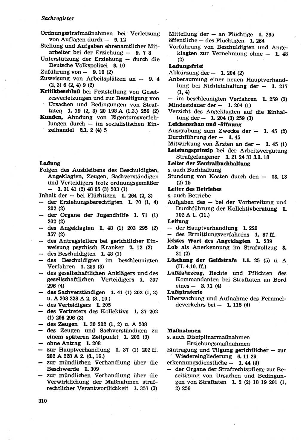 Strafprozeßordnung (StPO) der Deutschen Demokratischen Republik (DDR) sowie angrenzende Gesetze und Bestimmungen 1979, Seite 310 (StPO DDR Ges. Best. 1979, S. 310)
