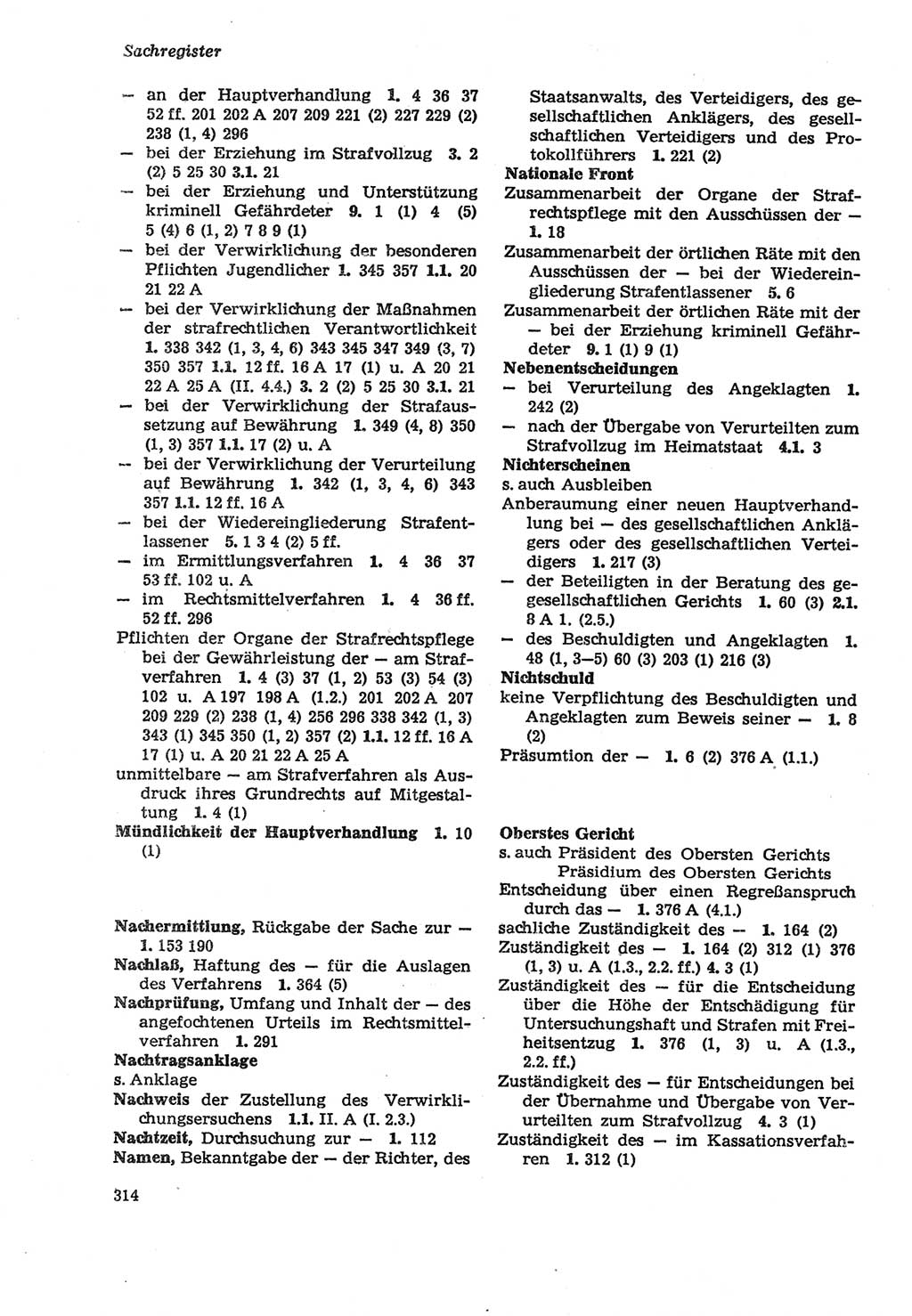 Strafprozeßordnung (StPO) der Deutschen Demokratischen Republik (DDR) sowie angrenzende Gesetze und Bestimmungen 1979, Seite 314 (StPO DDR Ges. Best. 1979, S. 314)