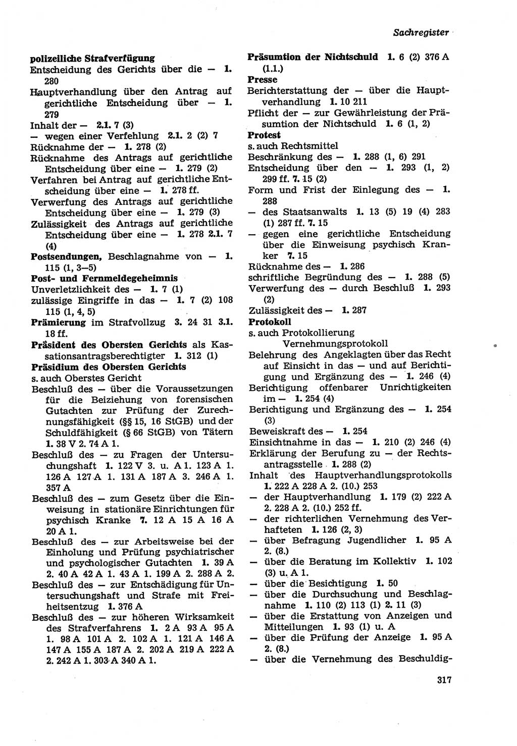 Strafprozeßordnung (StPO) der Deutschen Demokratischen Republik (DDR) sowie angrenzende Gesetze und Bestimmungen 1979, Seite 317 (StPO DDR Ges. Best. 1979, S. 317)