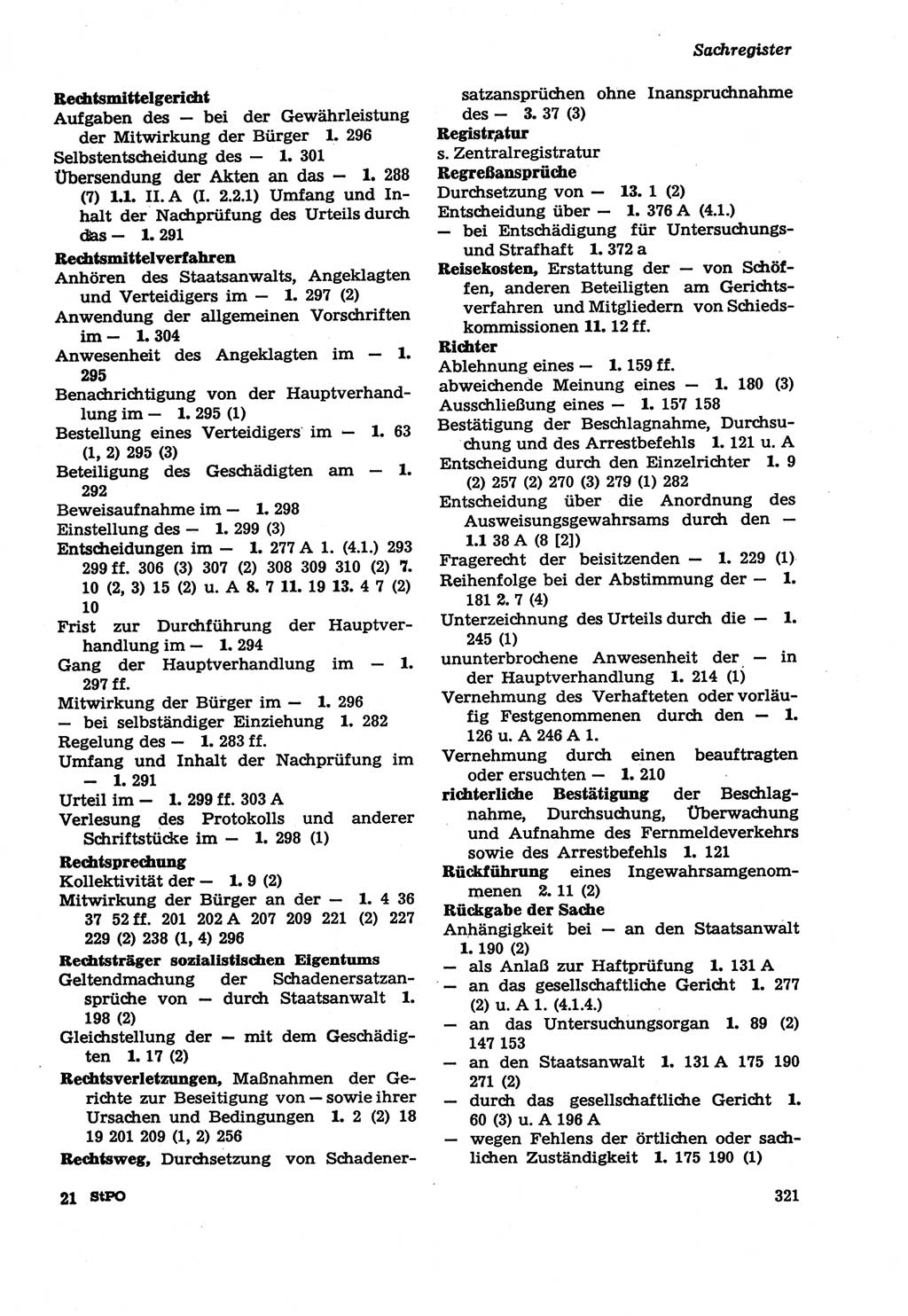 Strafprozeßordnung (StPO) der Deutschen Demokratischen Republik (DDR) sowie angrenzende Gesetze und Bestimmungen 1979, Seite 321 (StPO DDR Ges. Best. 1979, S. 321)