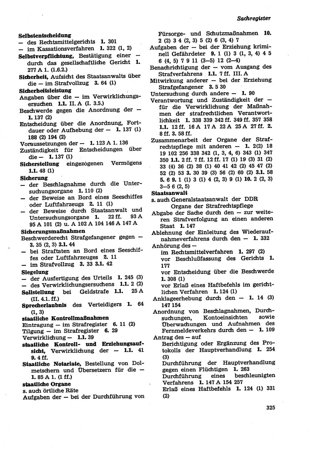 Strafprozeßordnung (StPO) der Deutschen Demokratischen Republik (DDR) sowie angrenzende Gesetze und Bestimmungen 1979, Seite 325 (StPO DDR Ges. Best. 1979, S. 325)
