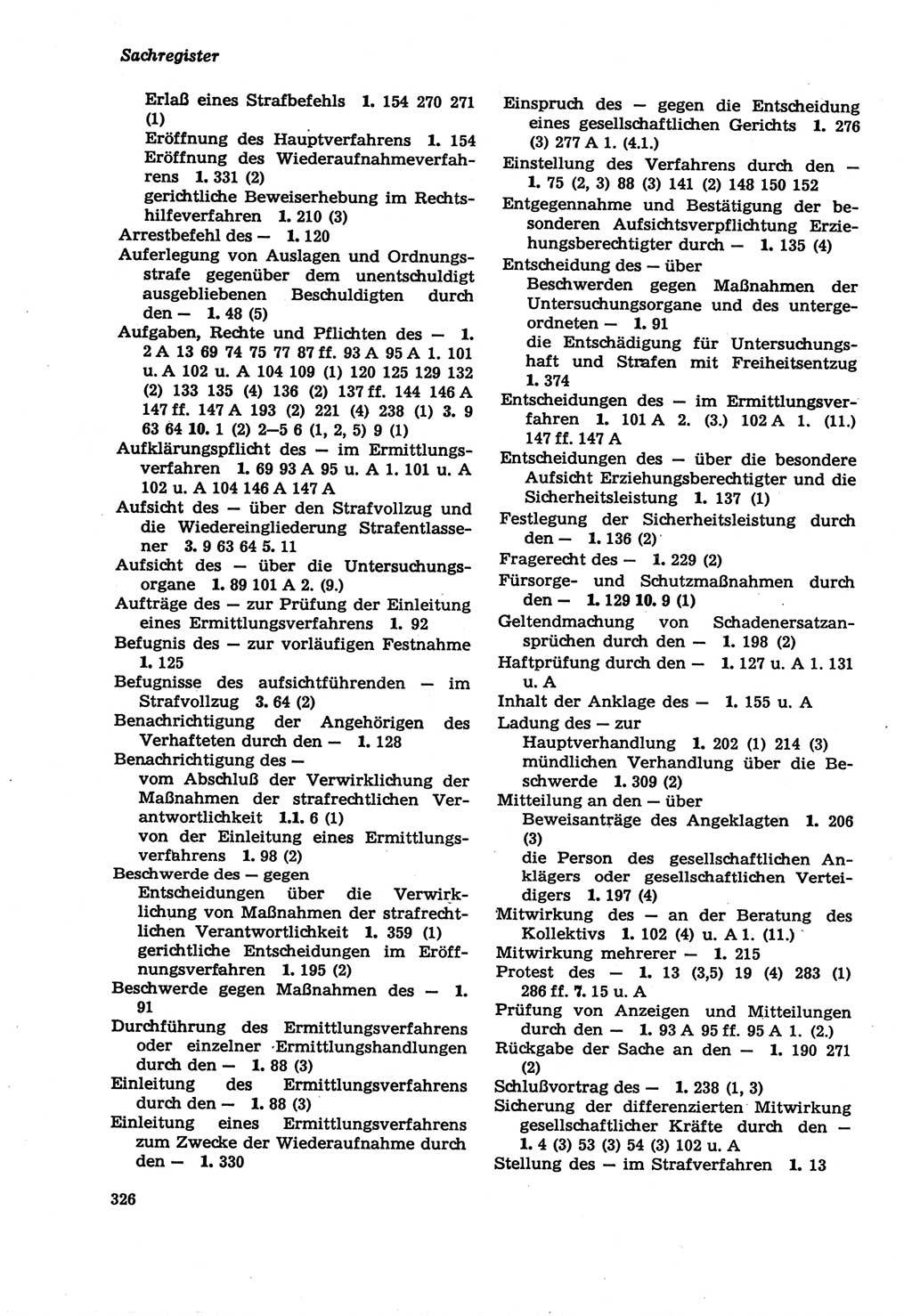 Strafprozeßordnung (StPO) der Deutschen Demokratischen Republik (DDR) sowie angrenzende Gesetze und Bestimmungen 1979, Seite 326 (StPO DDR Ges. Best. 1979, S. 326)