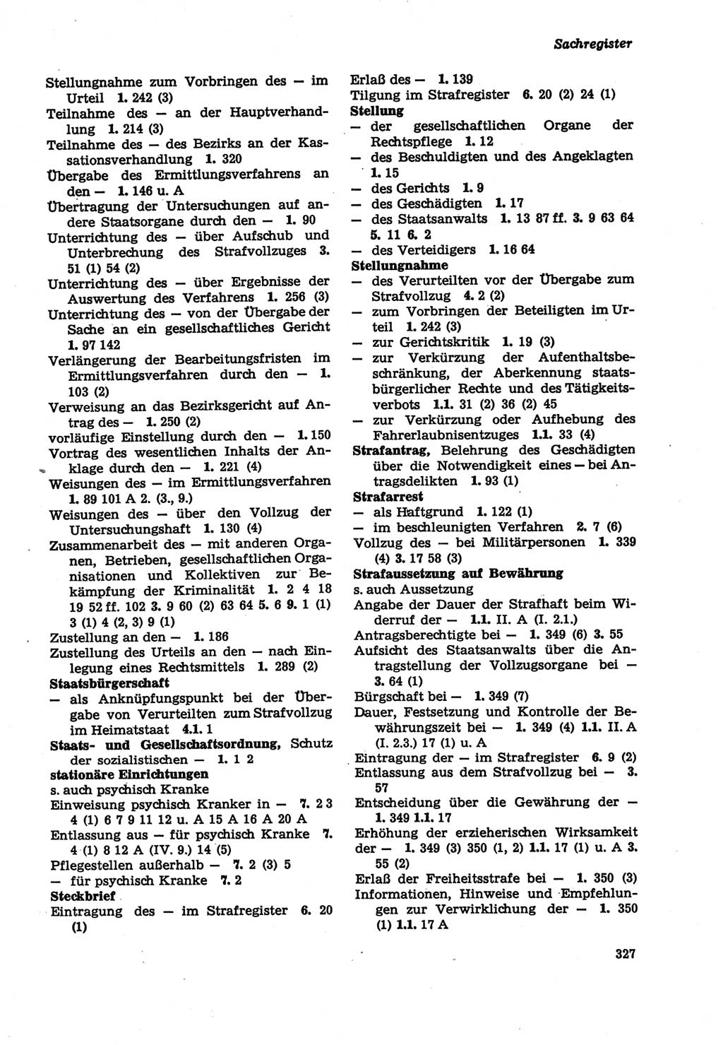Strafprozeßordnung (StPO) der Deutschen Demokratischen Republik (DDR) sowie angrenzende Gesetze und Bestimmungen 1979, Seite 327 (StPO DDR Ges. Best. 1979, S. 327)