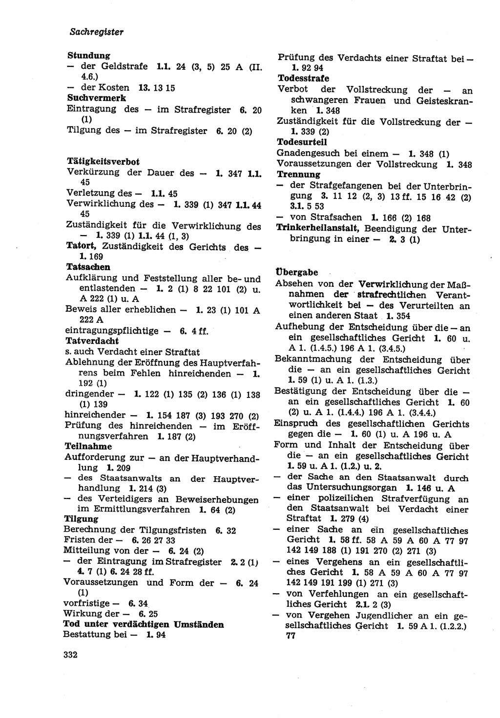 Strafprozeßordnung (StPO) der Deutschen Demokratischen Republik (DDR) sowie angrenzende Gesetze und Bestimmungen 1979, Seite 332 (StPO DDR Ges. Best. 1979, S. 332)