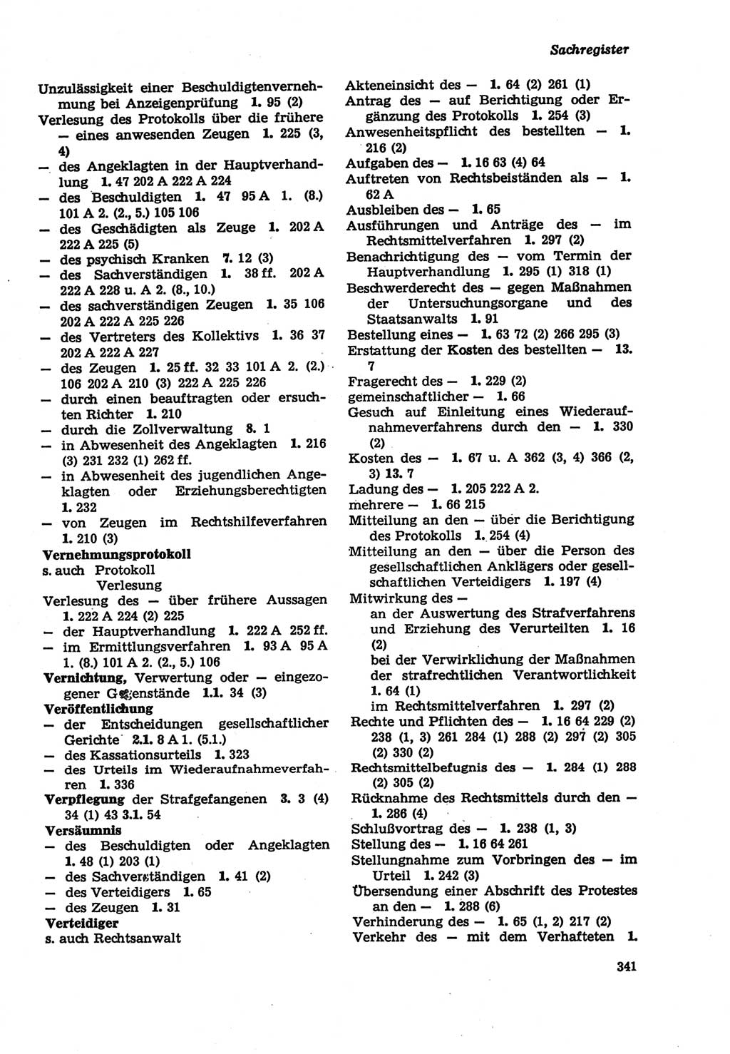 Strafprozeßordnung (StPO) der Deutschen Demokratischen Republik (DDR) sowie angrenzende Gesetze und Bestimmungen 1979, Seite 341 (StPO DDR Ges. Best. 1979, S. 341)