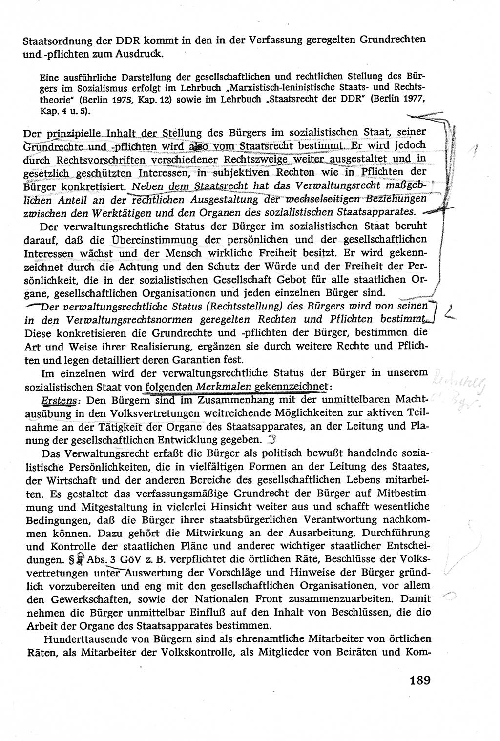 Verwaltungsrecht [Deutsche Demokratische Republik (DDR)], Lehrbuch 1979, Seite 189 (Verw.-R. DDR Lb. 1979, S. 189)