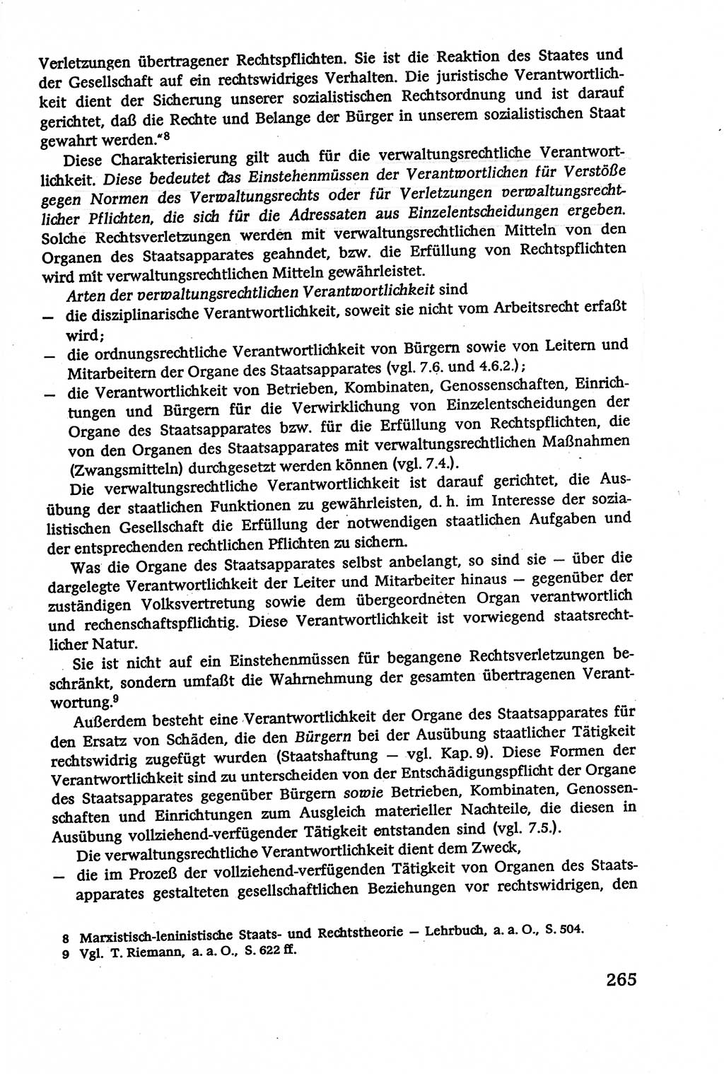 Verwaltungsrecht [Deutsche Demokratische Republik (DDR)], Lehrbuch 1979, Seite 265 (Verw.-R. DDR Lb. 1979, S. 265)