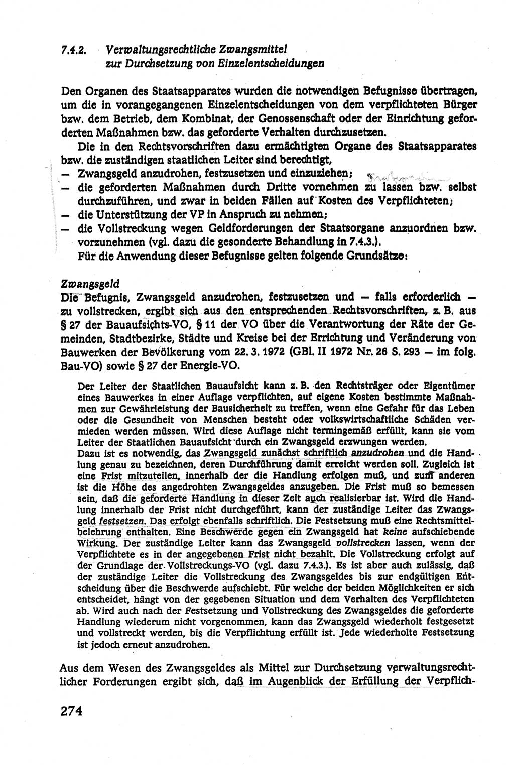 Verwaltungsrecht [Deutsche Demokratische Republik (DDR)], Lehrbuch 1979, Seite 274 (Verw.-R. DDR Lb. 1979, S. 274)