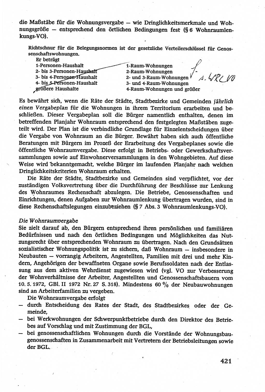 Verwaltungsrecht [Deutsche Demokratische Republik (DDR)], Lehrbuch 1979, Seite 421 (Verw.-R. DDR Lb. 1979, S. 421)