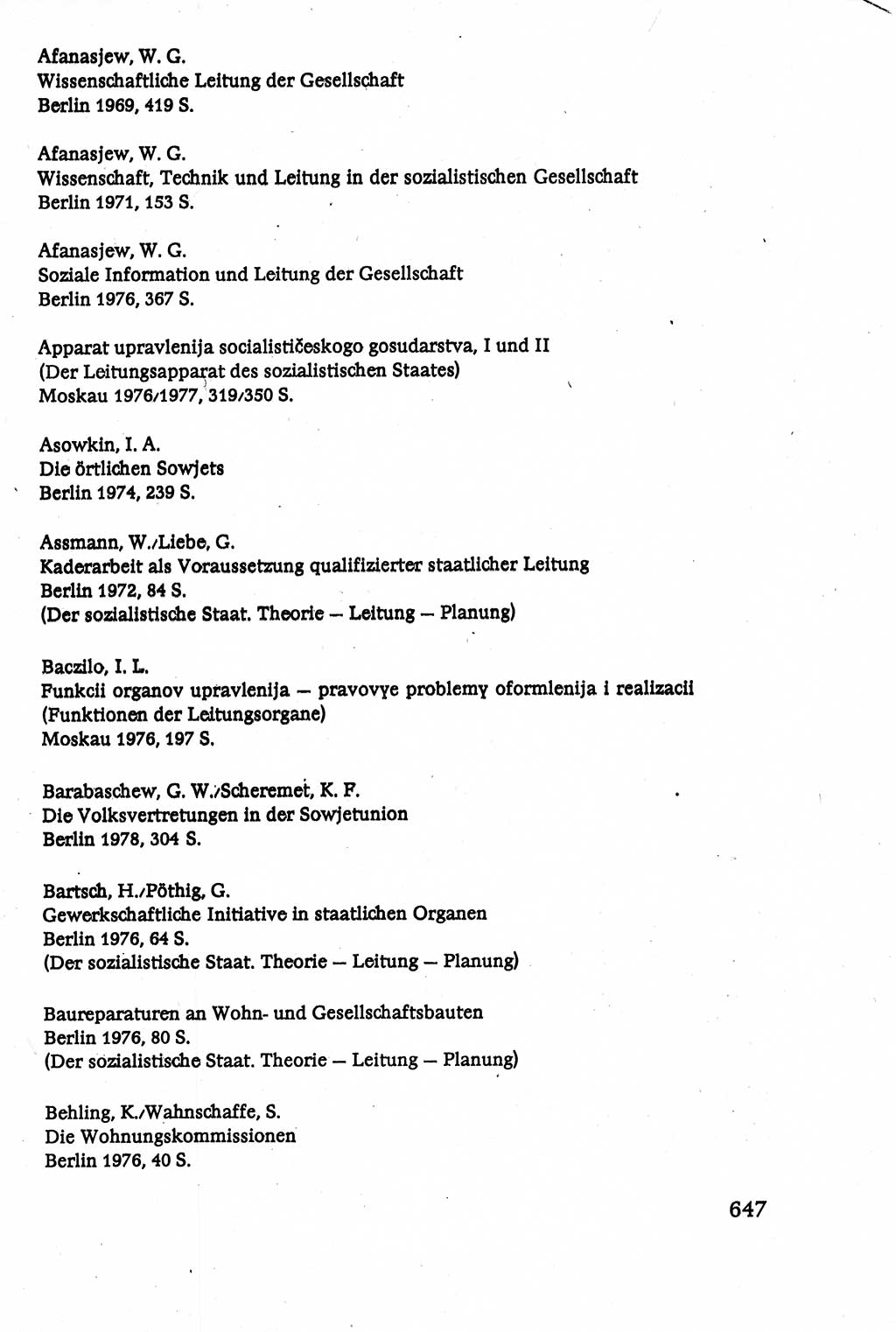 Verwaltungsrecht [Deutsche Demokratische Republik (DDR)], Lehrbuch 1979, Seite 647 (Verw.-R. DDR Lb. 1979, S. 647)