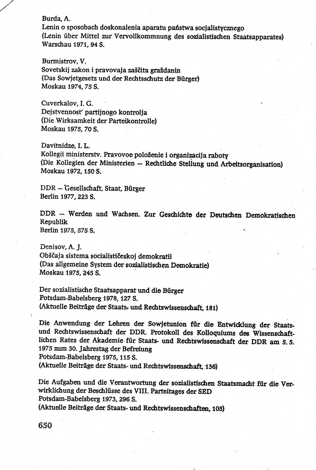 Verwaltungsrecht [Deutsche Demokratische Republik (DDR)], Lehrbuch 1979, Seite 650 (Verw.-R. DDR Lb. 1979, S. 650)