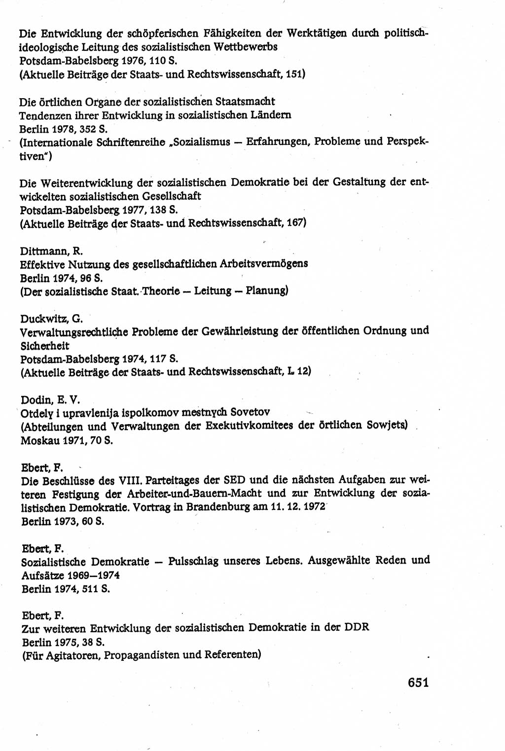 Verwaltungsrecht [Deutsche Demokratische Republik (DDR)], Lehrbuch 1979, Seite 651 (Verw.-R. DDR Lb. 1979, S. 651)