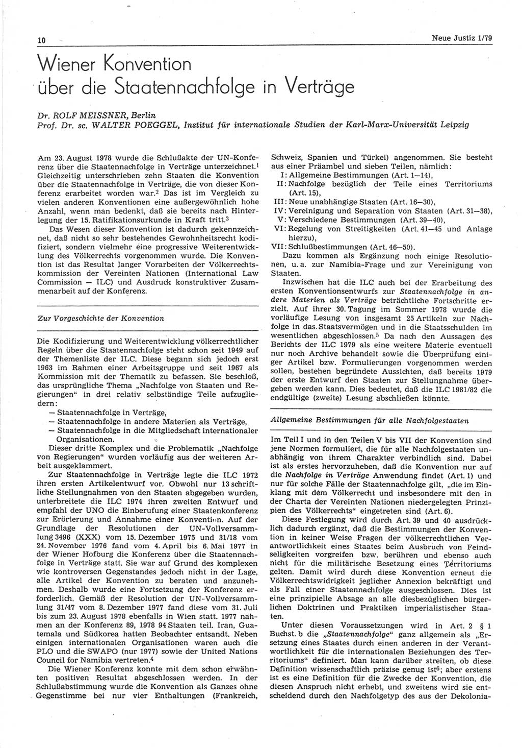 Neue Justiz (NJ), Zeitschrift für sozialistisches Recht und Gesetzlichkeit [Deutsche Demokratische Republik (DDR)], 33. Jahrgang 1979, Seite 10 (NJ DDR 1979, S. 10)