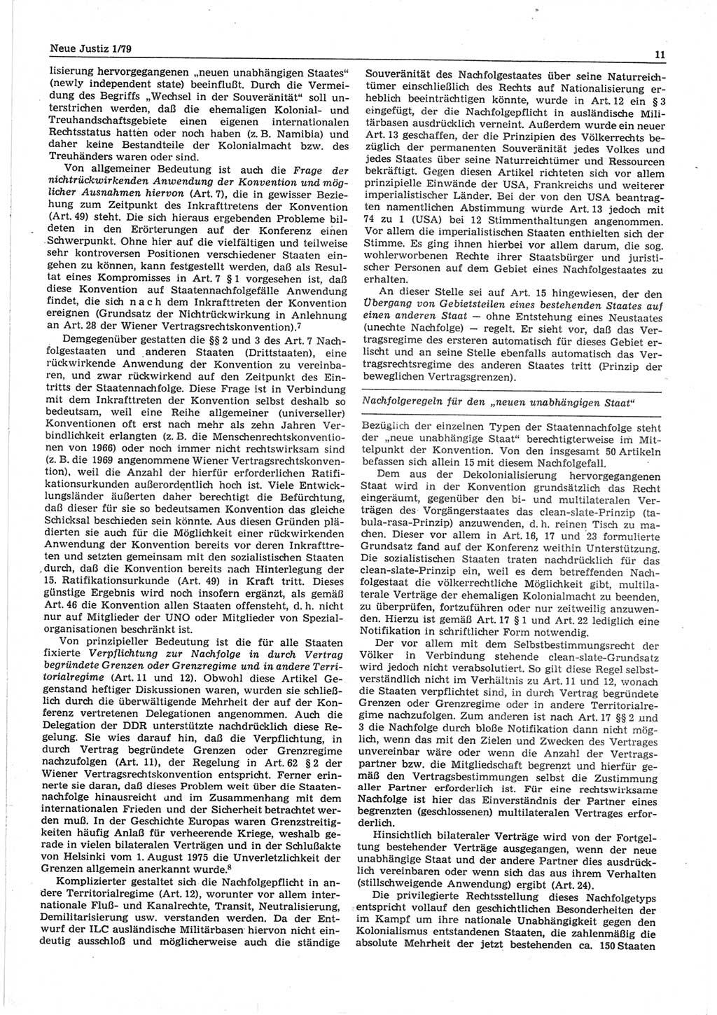 Neue Justiz (NJ), Zeitschrift für sozialistisches Recht und Gesetzlichkeit [Deutsche Demokratische Republik (DDR)], 33. Jahrgang 1979, Seite 11 (NJ DDR 1979, S. 11)