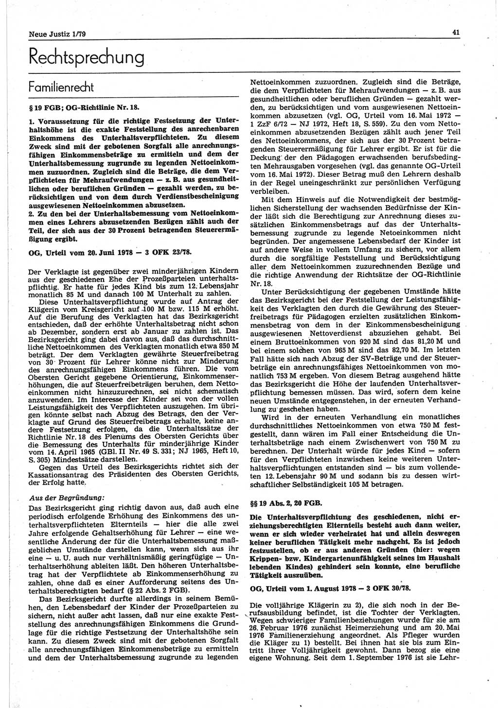 Neue Justiz (NJ), Zeitschrift für sozialistisches Recht und Gesetzlichkeit [Deutsche Demokratische Republik (DDR)], 33. Jahrgang 1979, Seite 41 (NJ DDR 1979, S. 41)