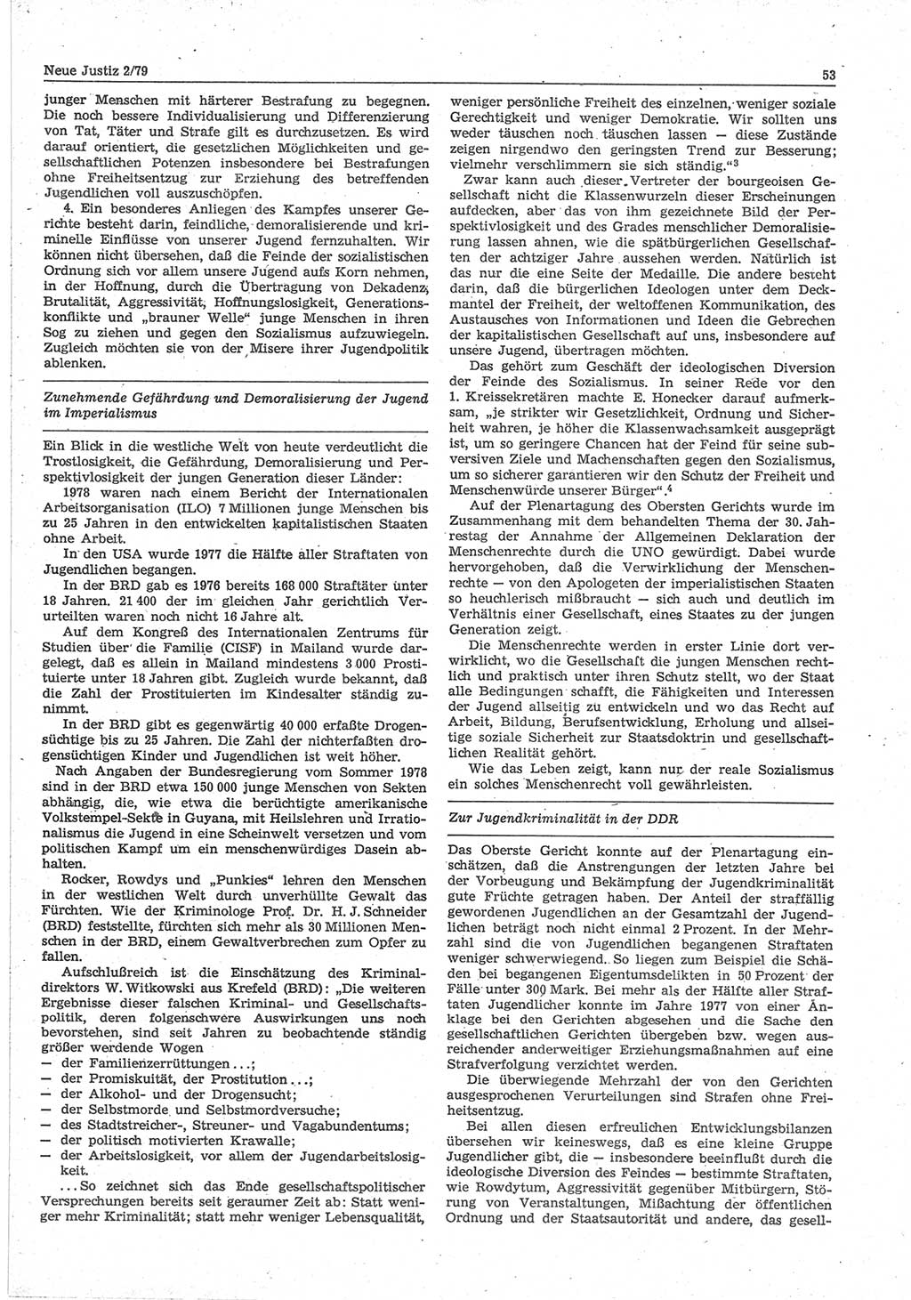Neue Justiz (NJ), Zeitschrift für sozialistisches Recht und Gesetzlichkeit [Deutsche Demokratische Republik (DDR)], 33. Jahrgang 1979, Seite 53 (NJ DDR 1979, S. 53)