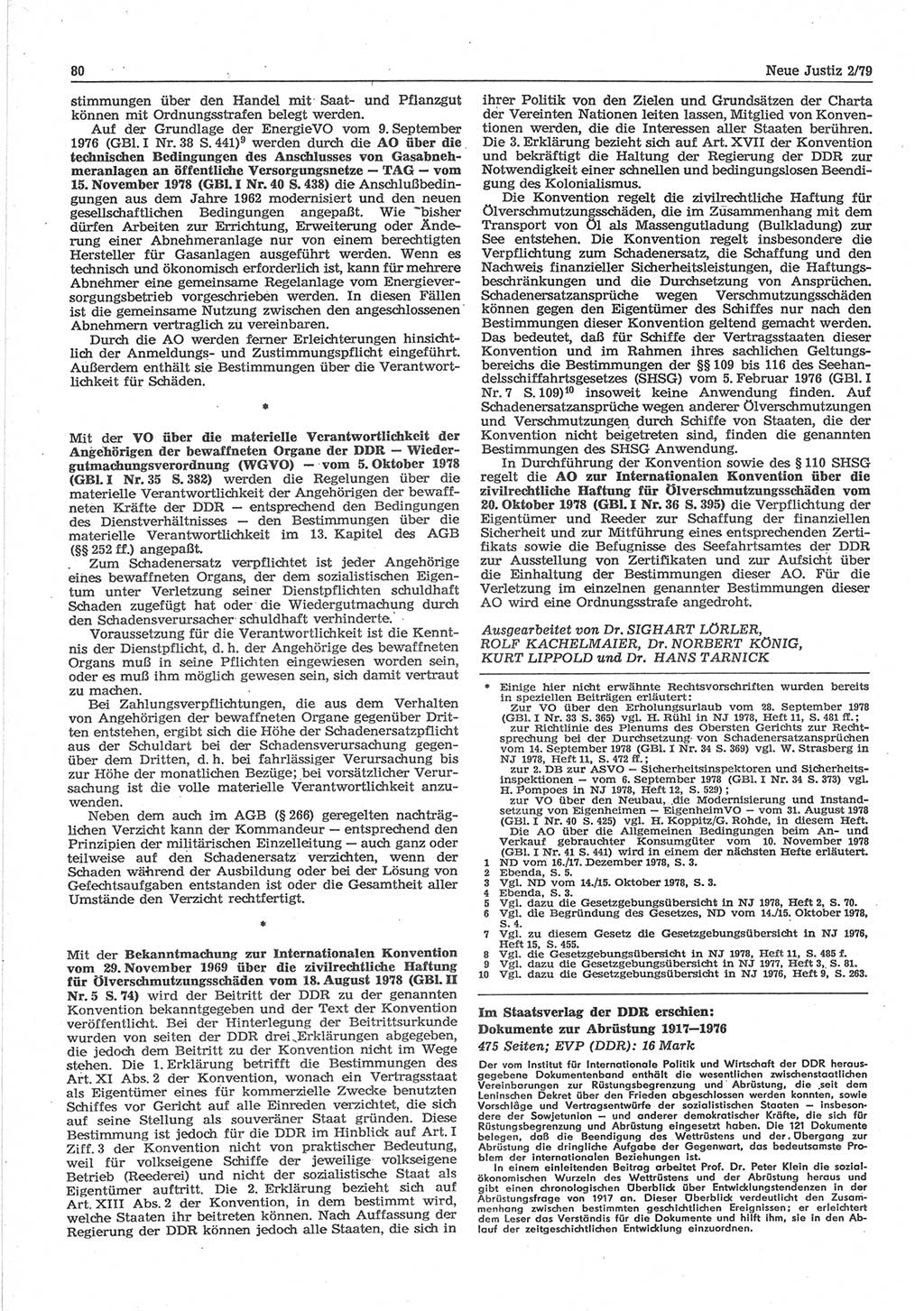 Neue Justiz (NJ), Zeitschrift für sozialistisches Recht und Gesetzlichkeit [Deutsche Demokratische Republik (DDR)], 33. Jahrgang 1979, Seite 80 (NJ DDR 1979, S. 80)