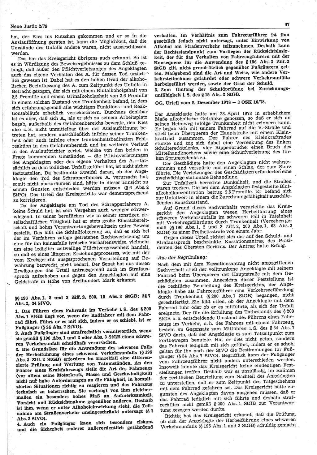 Neue Justiz (NJ), Zeitschrift für sozialistisches Recht und Gesetzlichkeit [Deutsche Demokratische Republik (DDR)], 33. Jahrgang 1979, Seite 97 (NJ DDR 1979, S. 97)