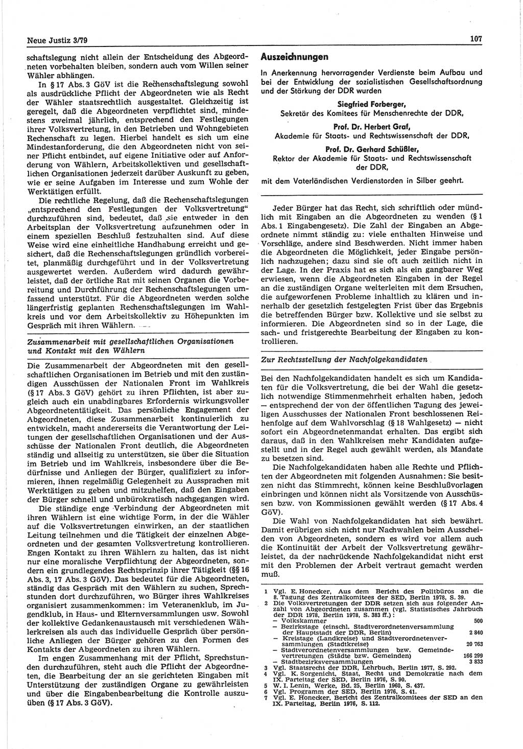 Neue Justiz (NJ), Zeitschrift für sozialistisches Recht und Gesetzlichkeit [Deutsche Demokratische Republik (DDR)], 33. Jahrgang 1979, Seite 107 (NJ DDR 1979, S. 107)