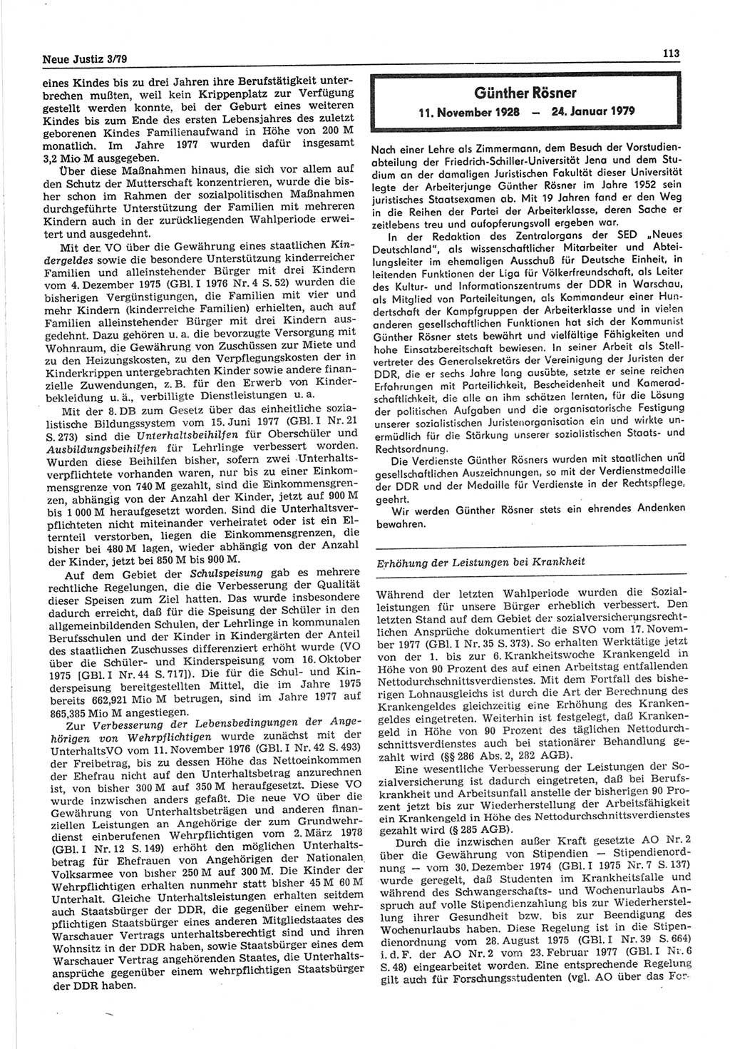 Neue Justiz (NJ), Zeitschrift für sozialistisches Recht und Gesetzlichkeit [Deutsche Demokratische Republik (DDR)], 33. Jahrgang 1979, Seite 113 (NJ DDR 1979, S. 113)