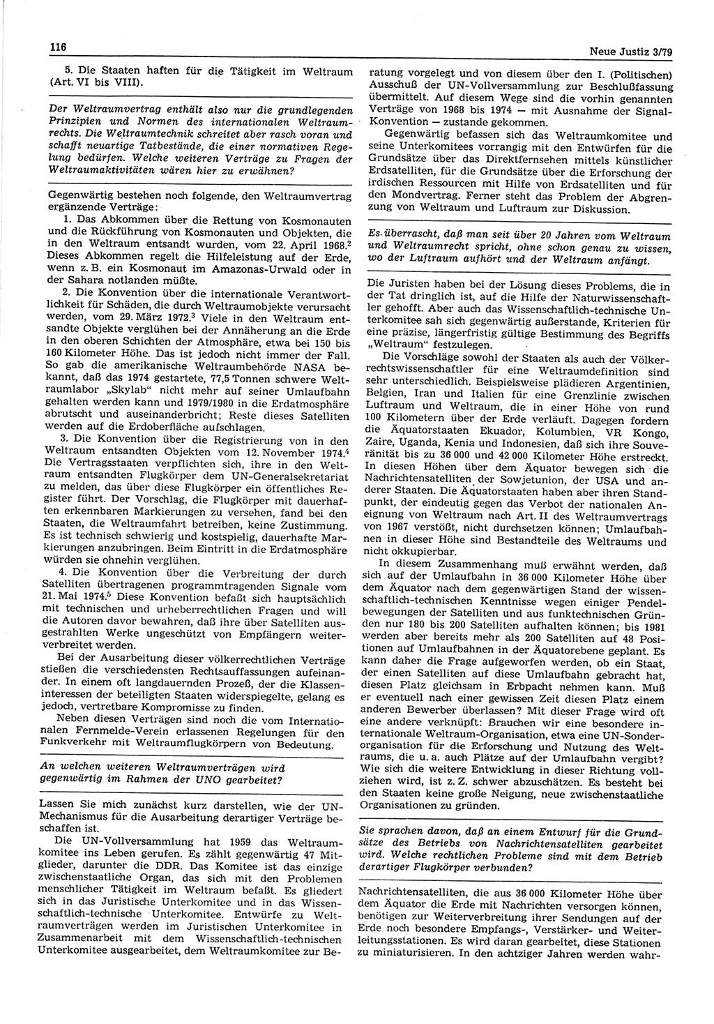 Neue Justiz (NJ), Zeitschrift für sozialistisches Recht und Gesetzlichkeit [Deutsche Demokratische Republik (DDR)], 33. Jahrgang 1979, Seite 116 (NJ DDR 1979, S. 116)
