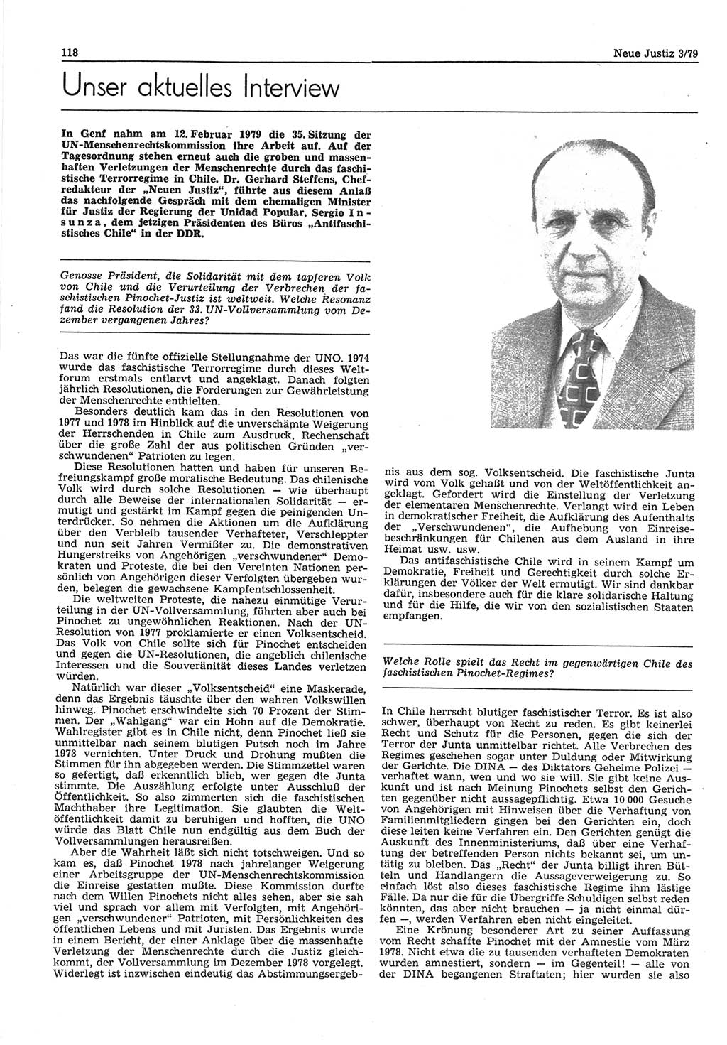 Neue Justiz (NJ), Zeitschrift für sozialistisches Recht und Gesetzlichkeit [Deutsche Demokratische Republik (DDR)], 33. Jahrgang 1979, Seite 118 (NJ DDR 1979, S. 118)