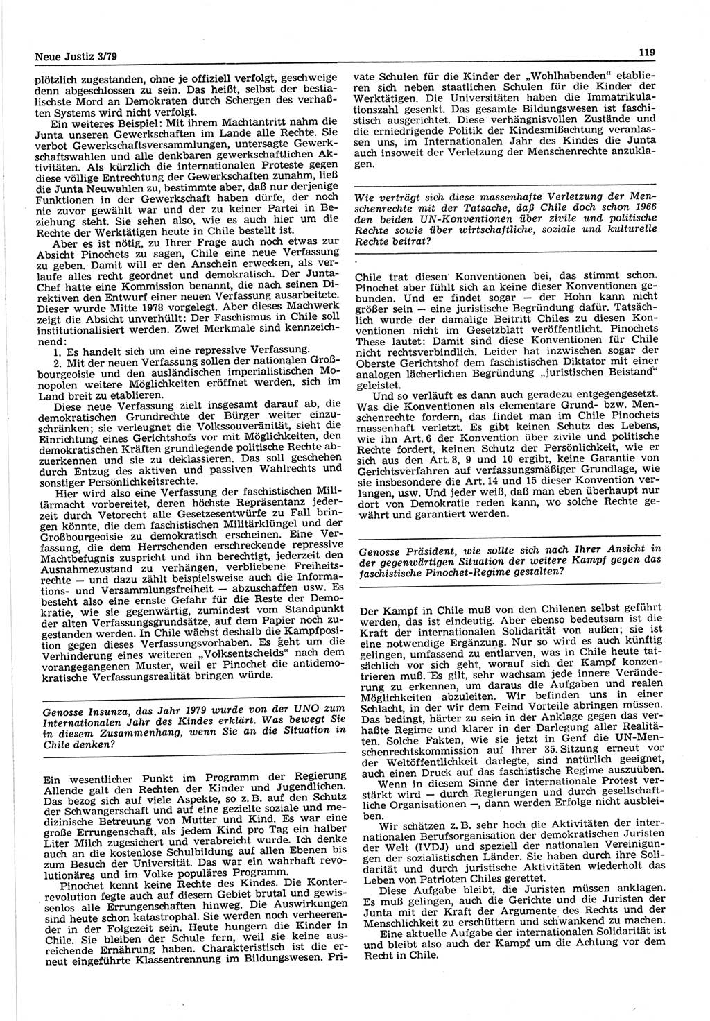Neue Justiz (NJ), Zeitschrift für sozialistisches Recht und Gesetzlichkeit [Deutsche Demokratische Republik (DDR)], 33. Jahrgang 1979, Seite 119 (NJ DDR 1979, S. 119)