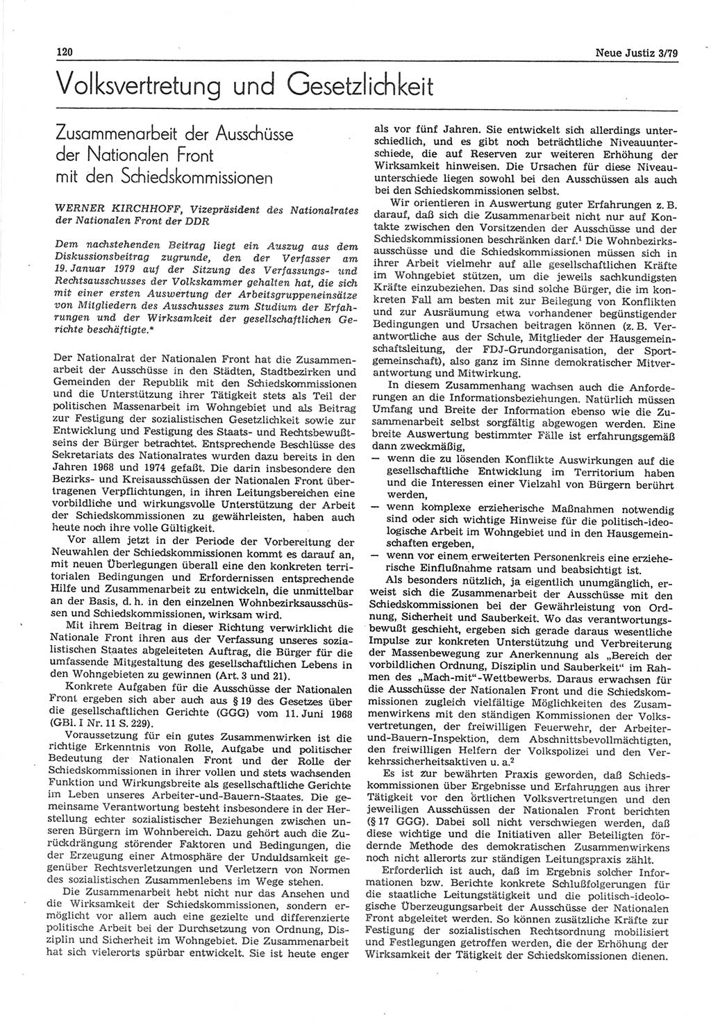 Neue Justiz (NJ), Zeitschrift für sozialistisches Recht und Gesetzlichkeit [Deutsche Demokratische Republik (DDR)], 33. Jahrgang 1979, Seite 120 (NJ DDR 1979, S. 120)