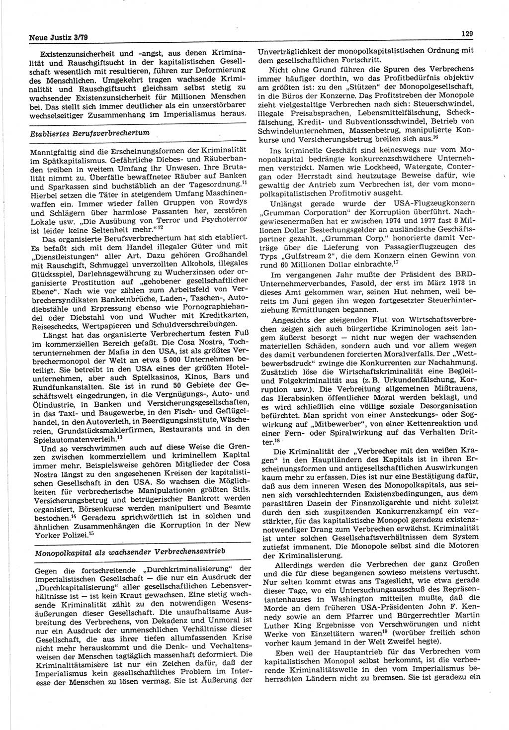 Neue Justiz (NJ), Zeitschrift für sozialistisches Recht und Gesetzlichkeit [Deutsche Demokratische Republik (DDR)], 33. Jahrgang 1979, Seite 129 (NJ DDR 1979, S. 129)
