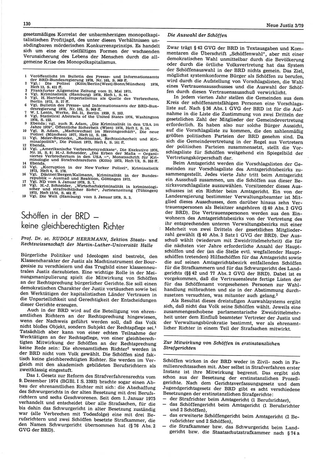 Neue Justiz (NJ), Zeitschrift für sozialistisches Recht und Gesetzlichkeit [Deutsche Demokratische Republik (DDR)], 33. Jahrgang 1979, Seite 130 (NJ DDR 1979, S. 130)