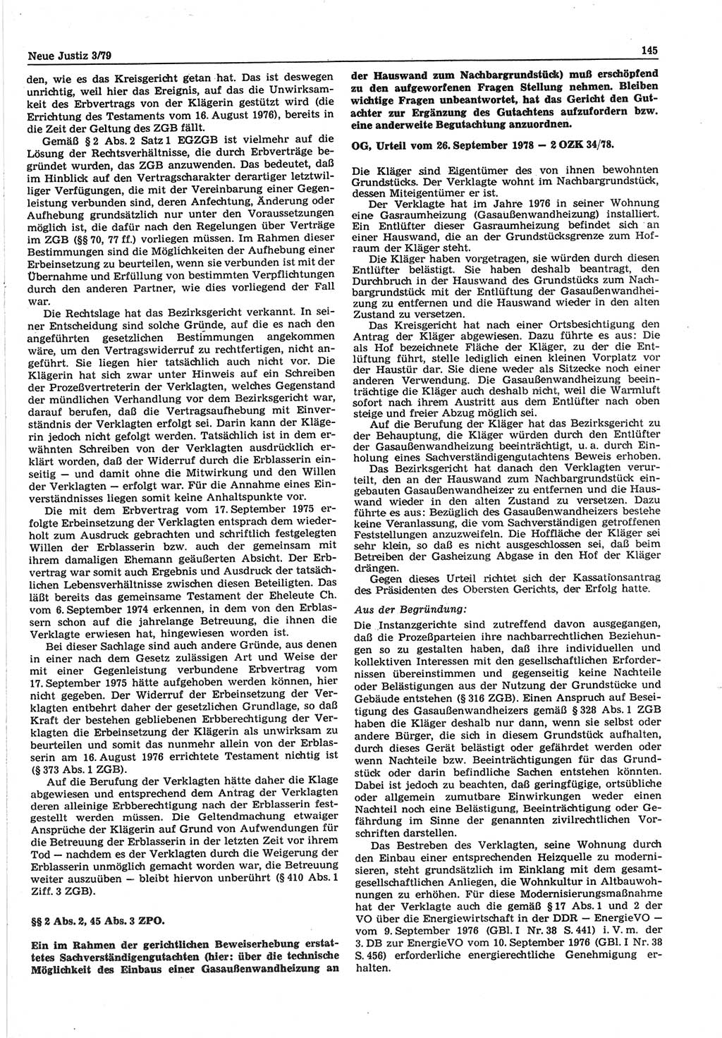 Neue Justiz (NJ), Zeitschrift für sozialistisches Recht und Gesetzlichkeit [Deutsche Demokratische Republik (DDR)], 33. Jahrgang 1979, Seite 145 (NJ DDR 1979, S. 145)