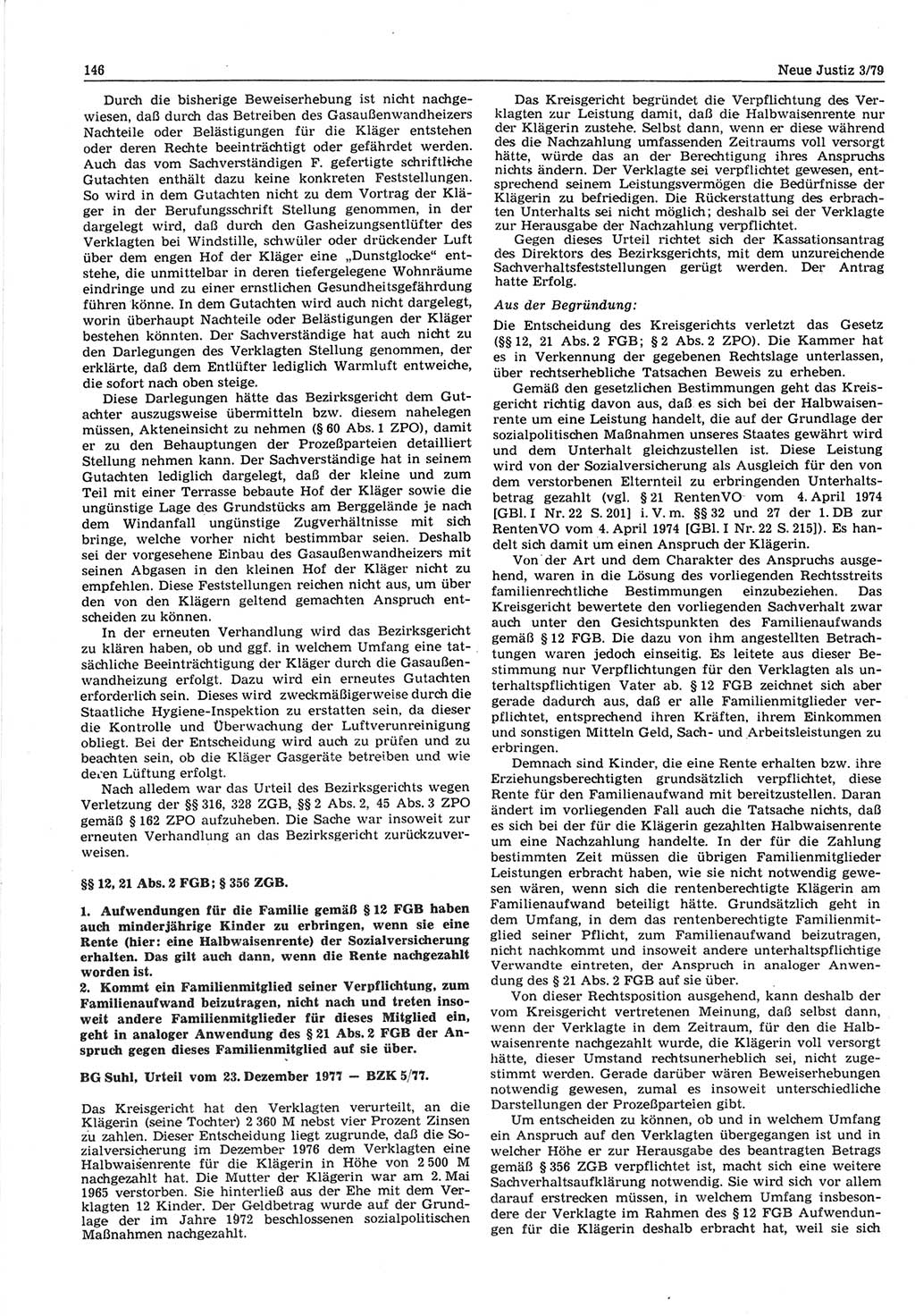 Neue Justiz (NJ), Zeitschrift für sozialistisches Recht und Gesetzlichkeit [Deutsche Demokratische Republik (DDR)], 33. Jahrgang 1979, Seite 146 (NJ DDR 1979, S. 146)