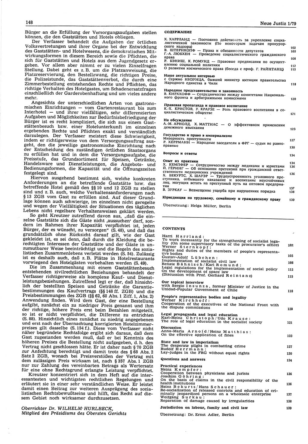 Neue Justiz (NJ), Zeitschrift für sozialistisches Recht und Gesetzlichkeit [Deutsche Demokratische Republik (DDR)], 33. Jahrgang 1979, Seite 148 (NJ DDR 1979, S. 148)