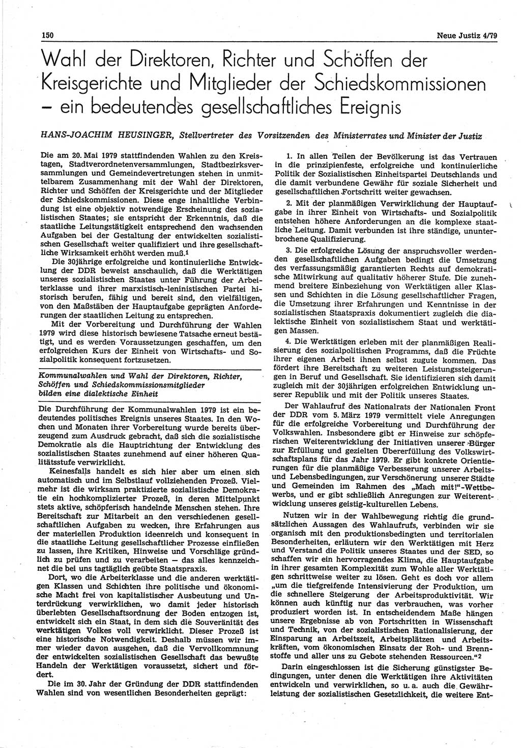 Neue Justiz (NJ), Zeitschrift für sozialistisches Recht und Gesetzlichkeit [Deutsche Demokratische Republik (DDR)], 33. Jahrgang 1979, Seite 150 (NJ DDR 1979, S. 150)