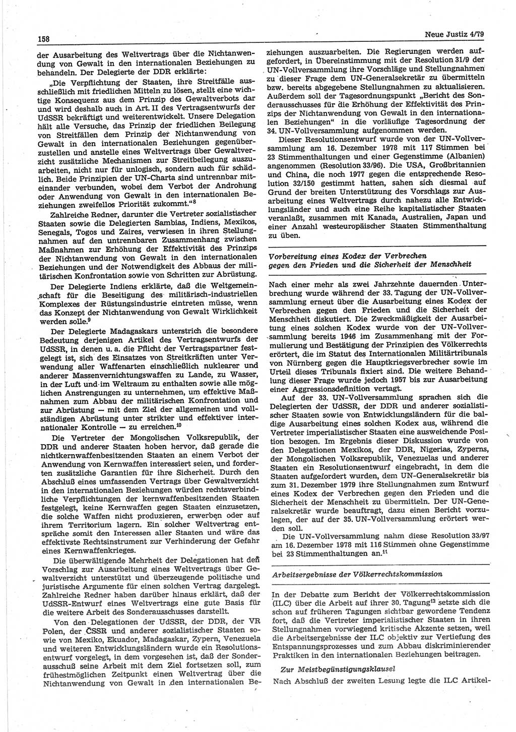 Neue Justiz (NJ), Zeitschrift für sozialistisches Recht und Gesetzlichkeit [Deutsche Demokratische Republik (DDR)], 33. Jahrgang 1979, Seite 158 (NJ DDR 1979, S. 158)