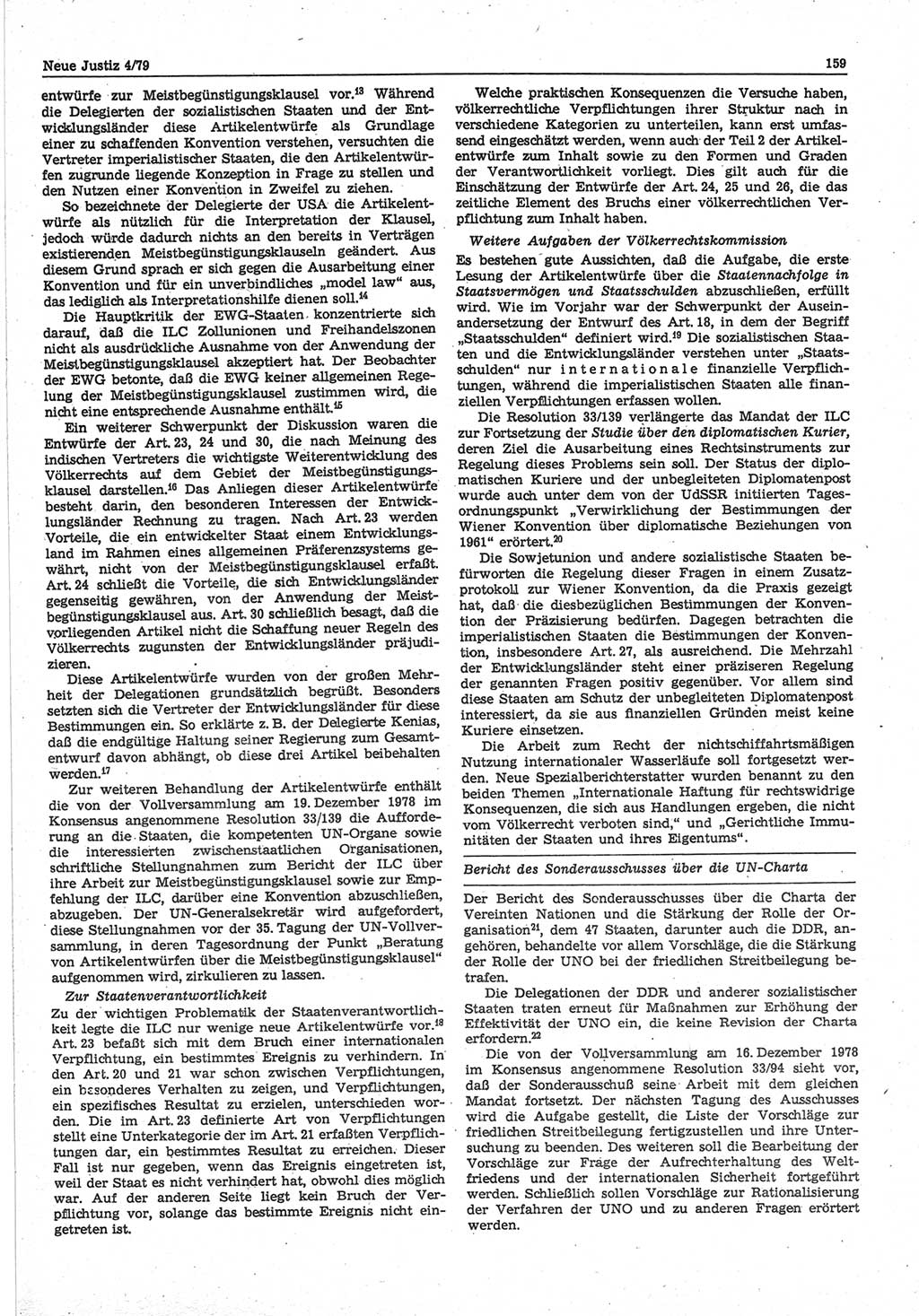 Neue Justiz (NJ), Zeitschrift für sozialistisches Recht und Gesetzlichkeit [Deutsche Demokratische Republik (DDR)], 33. Jahrgang 1979, Seite 159 (NJ DDR 1979, S. 159)