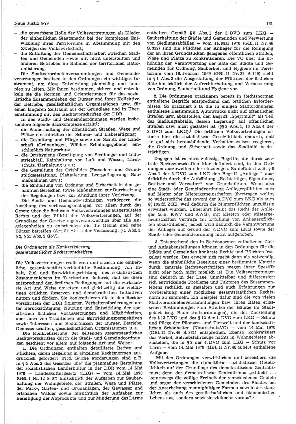 Neue Justiz (NJ), Zeitschrift für sozialistisches Recht und Gesetzlichkeit [Deutsche Demokratische Republik (DDR)], 33. Jahrgang 1979, Seite 161 (NJ DDR 1979, S. 161)