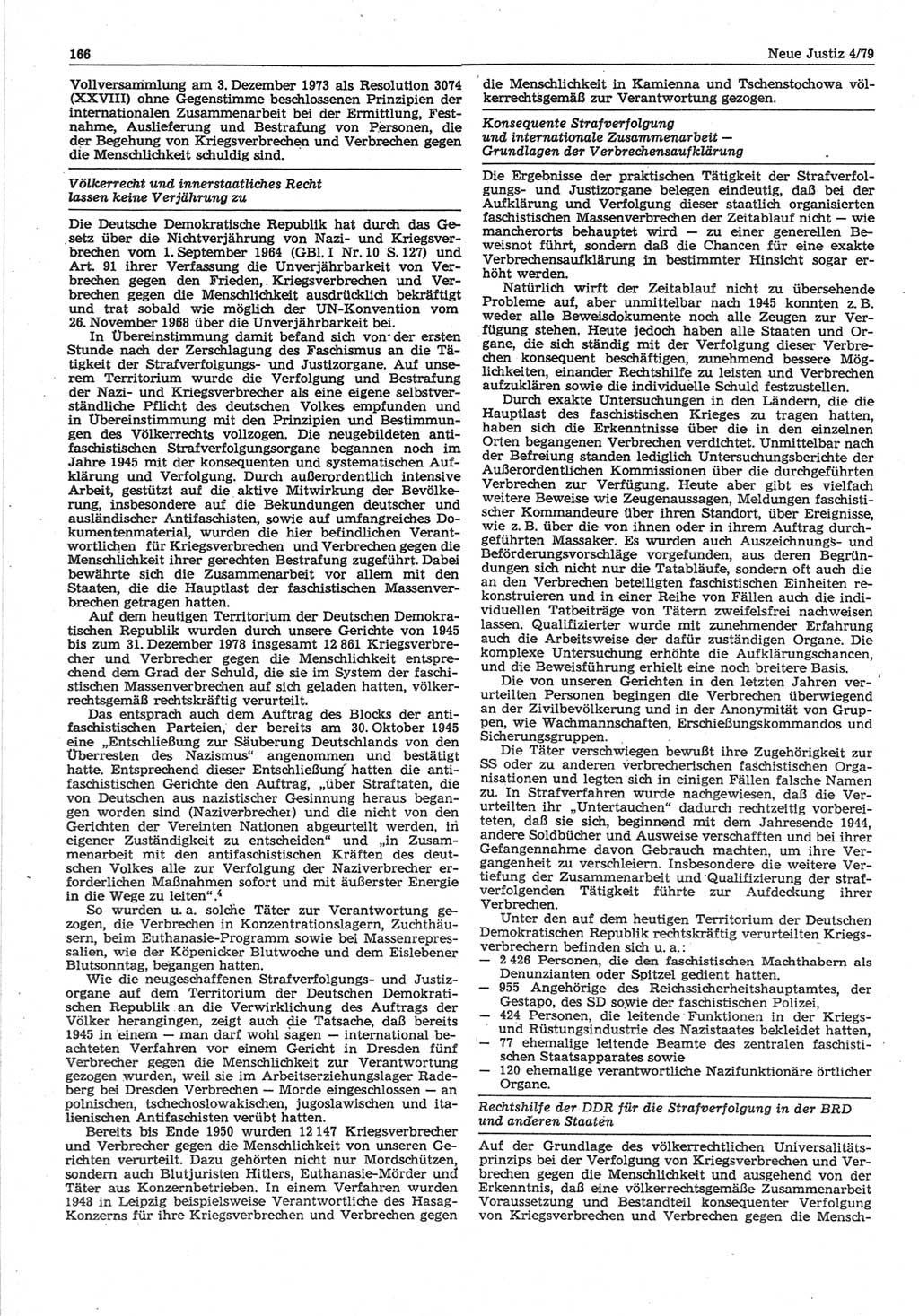 Neue Justiz (NJ), Zeitschrift für sozialistisches Recht und Gesetzlichkeit [Deutsche Demokratische Republik (DDR)], 33. Jahrgang 1979, Seite 166 (NJ DDR 1979, S. 166)