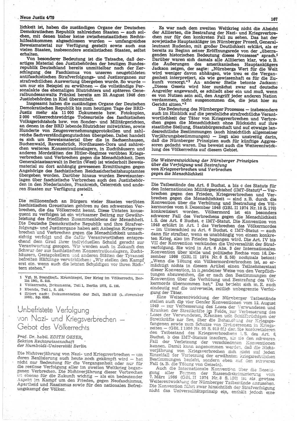 Neue Justiz (NJ), Zeitschrift für sozialistisches Recht und Gesetzlichkeit [Deutsche Demokratische Republik (DDR)], 33. Jahrgang 1979, Seite 167 (NJ DDR 1979, S. 167)